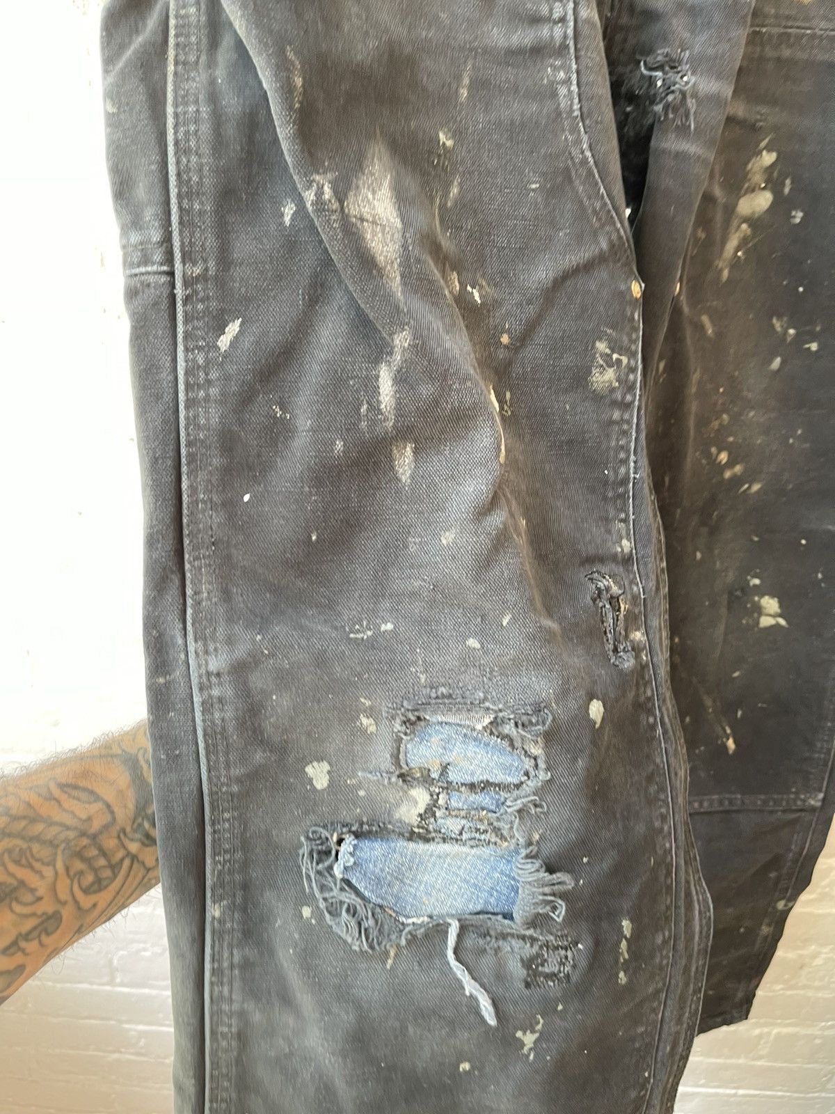 Carhartt × Vintage Vintage THRASHED PATCH WORK FADED BAGGY Double Knee Jeans Size US 36 / EU 52 - 4 Thumbnail