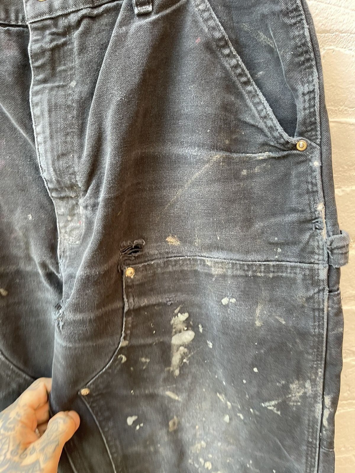 Carhartt × Vintage Vintage THRASHED PATCH WORK FADED BAGGY Double Knee Jeans Size US 36 / EU 52 - 6 Thumbnail
