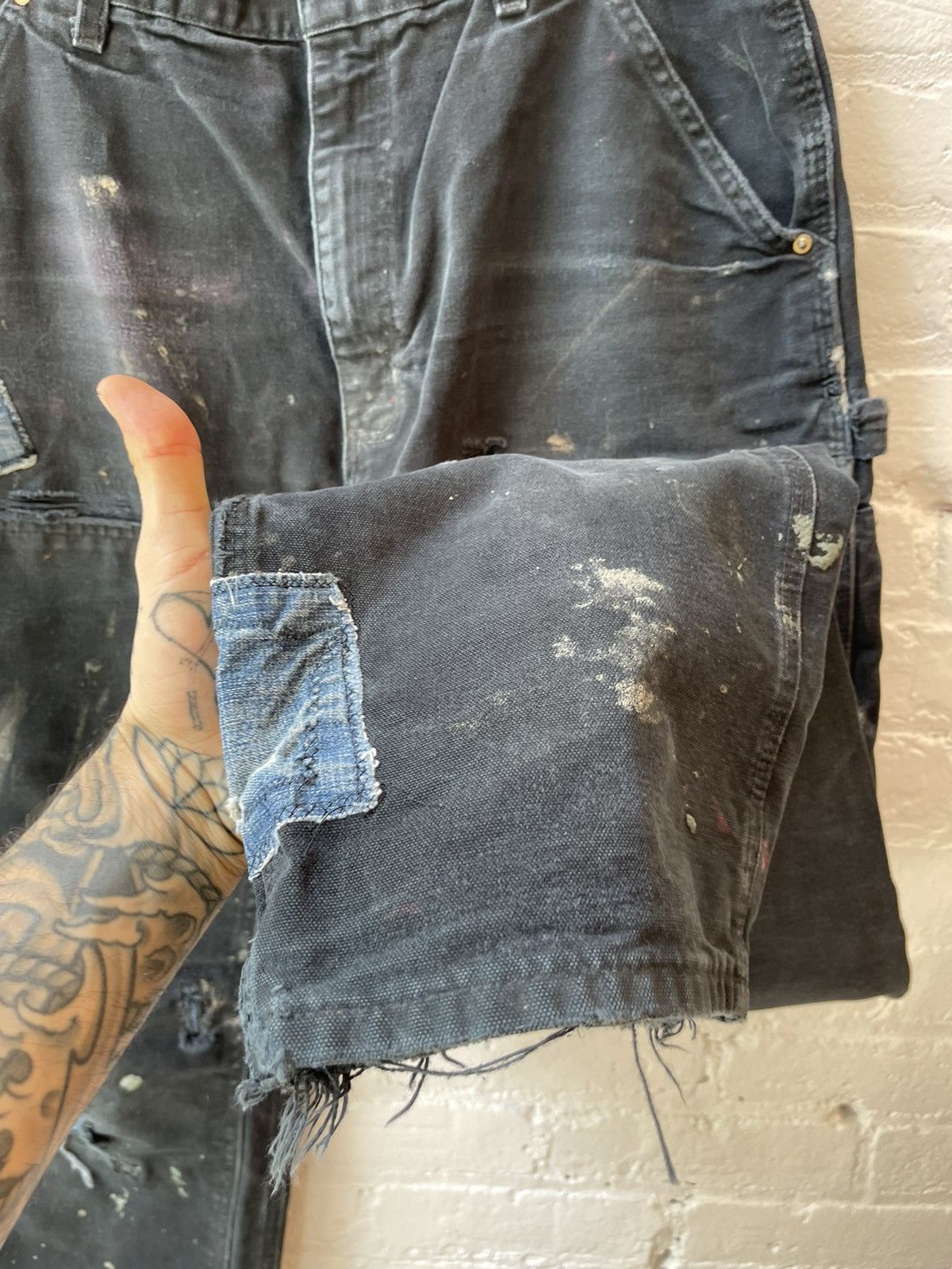 Carhartt × Vintage Vintage THRASHED PATCH WORK FADED BAGGY Double Knee Jeans Size US 36 / EU 52 - 7 Thumbnail