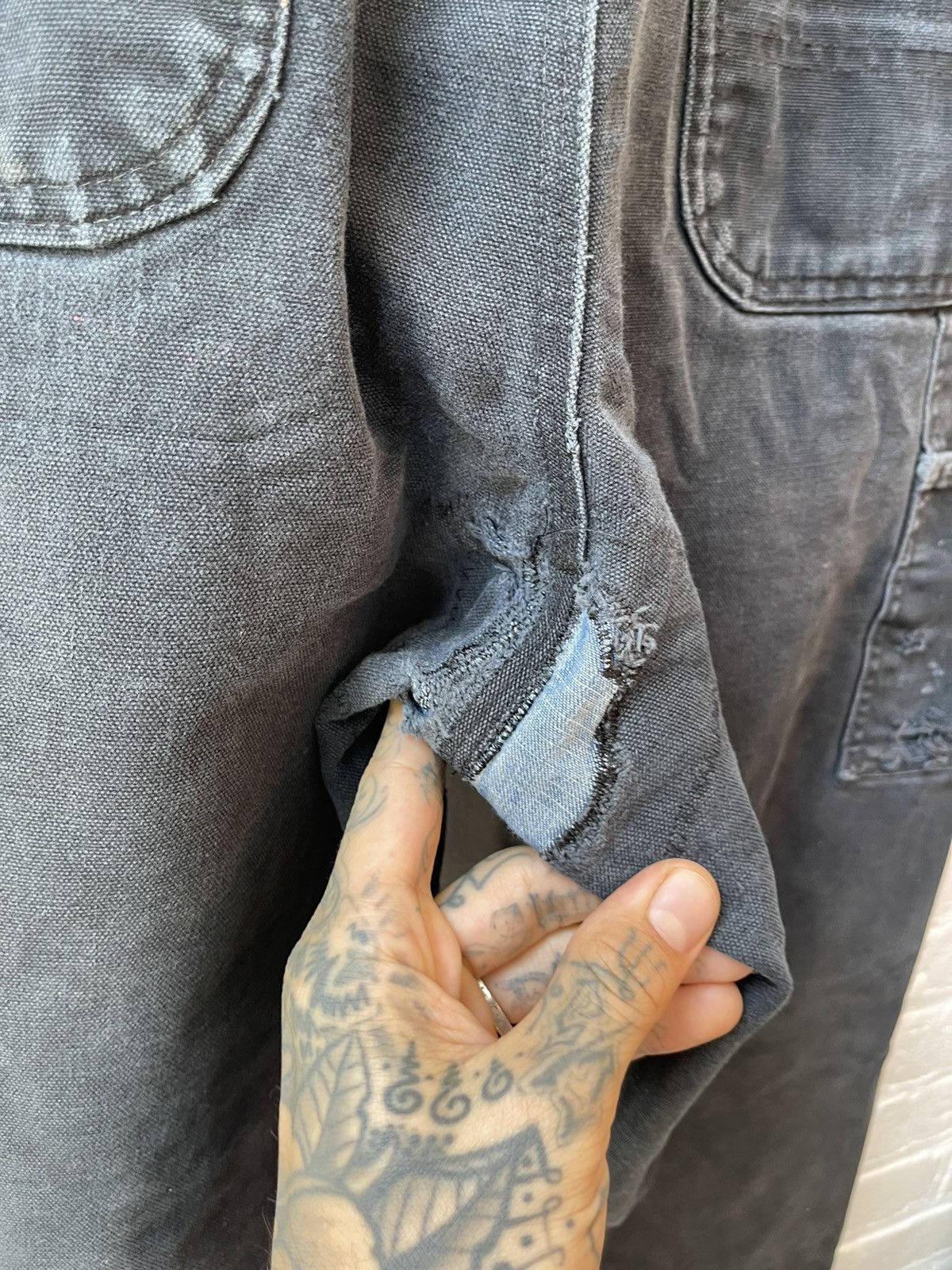 Carhartt × Vintage Vintage THRASHED PATCH WORK FADED BAGGY Double Knee Jeans Size US 36 / EU 52 - 8 Thumbnail
