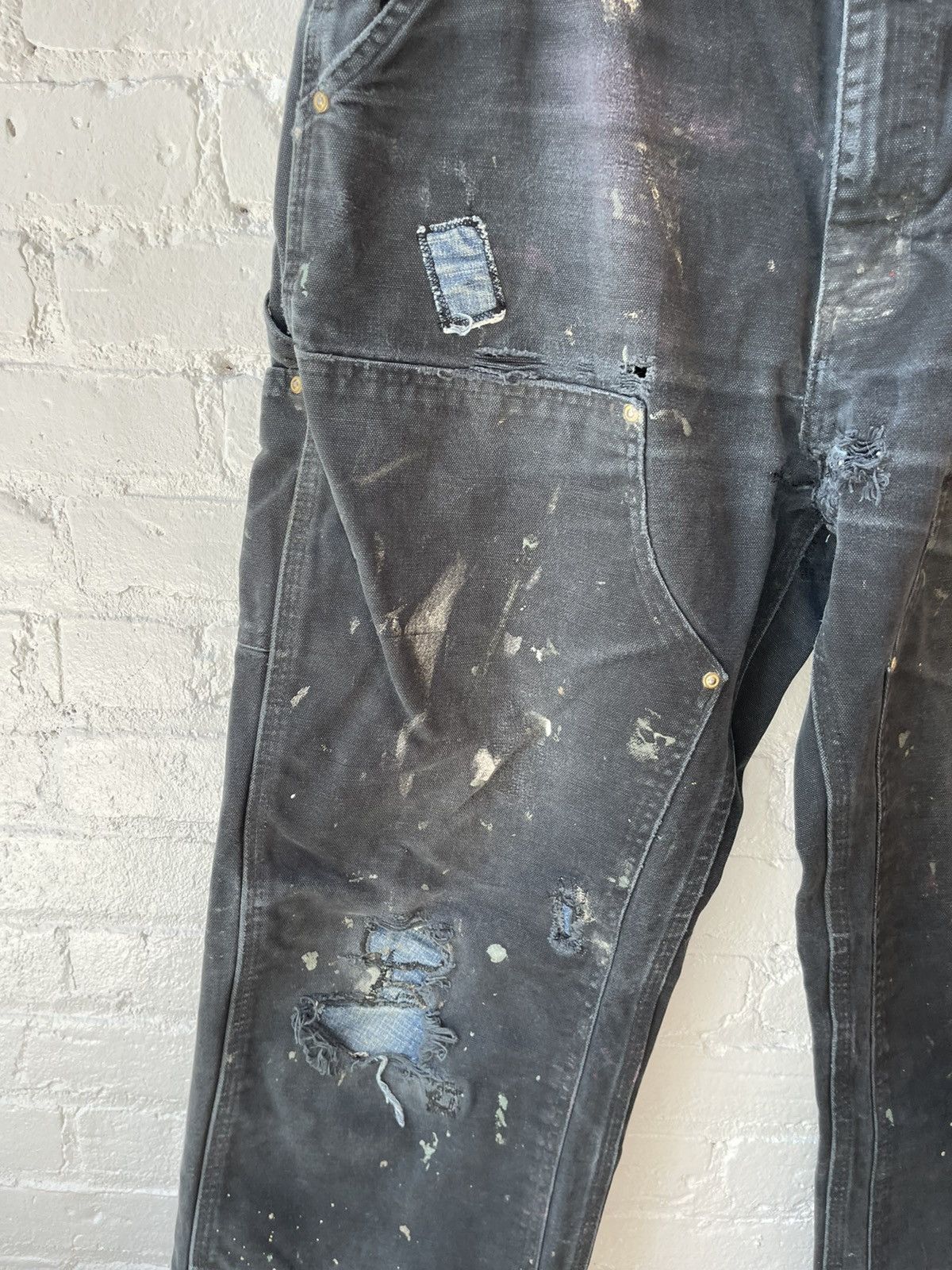 Carhartt × Vintage Vintage THRASHED PATCH WORK FADED BAGGY Double Knee Jeans Size US 36 / EU 52 - 3 Thumbnail