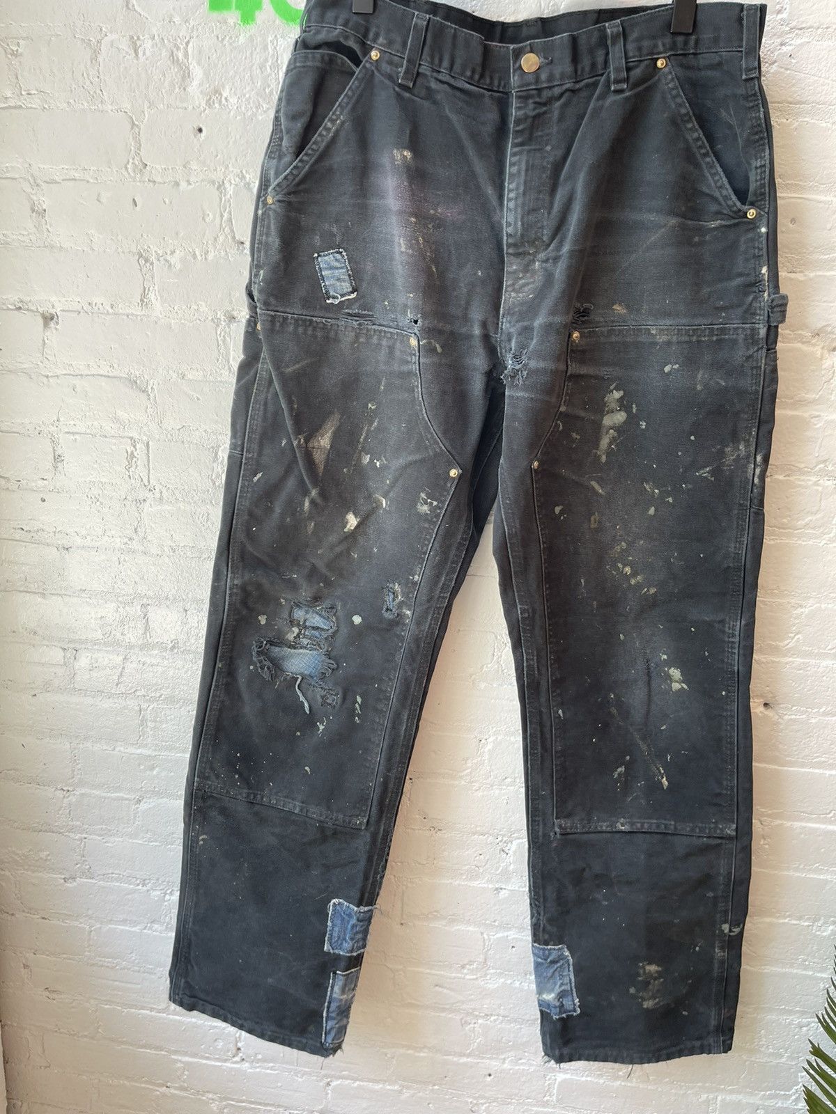 Carhartt × Vintage Vintage THRASHED PATCH WORK FADED BAGGY Double Knee Jeans Size US 36 / EU 52 - 2 Thumbnail