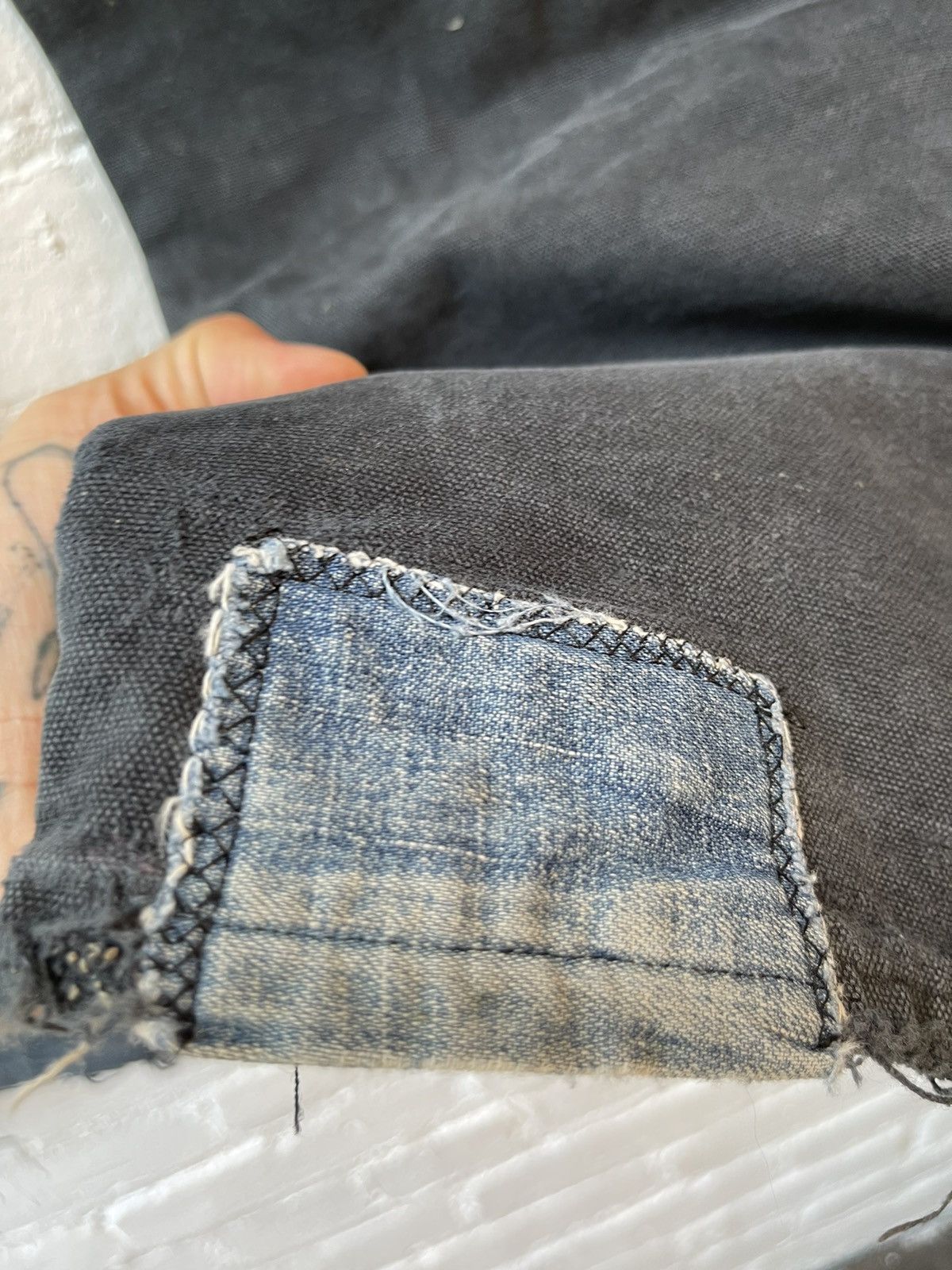 Carhartt × Vintage Vintage THRASHED PATCH WORK FADED BAGGY Double Knee Jeans Size US 36 / EU 52 - 10 Thumbnail