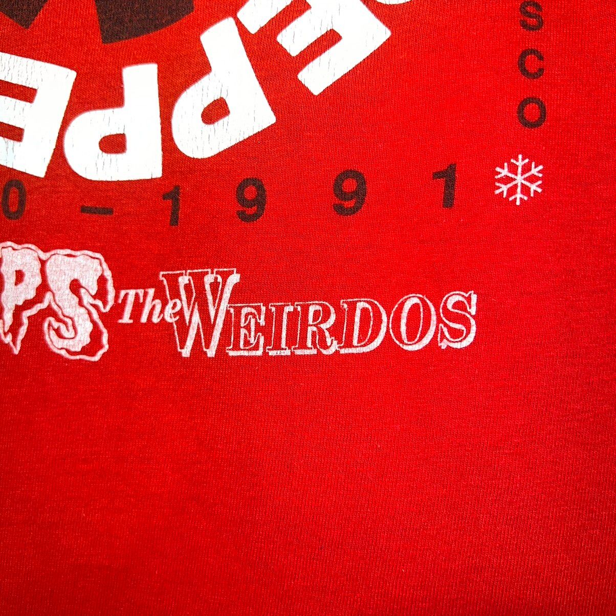 Vintage 1990 Red Hot Chili Peppers ft The Cramps & Weirdos Staff Tee Size US XL / EU 56 / 4 - 6 Thumbnail