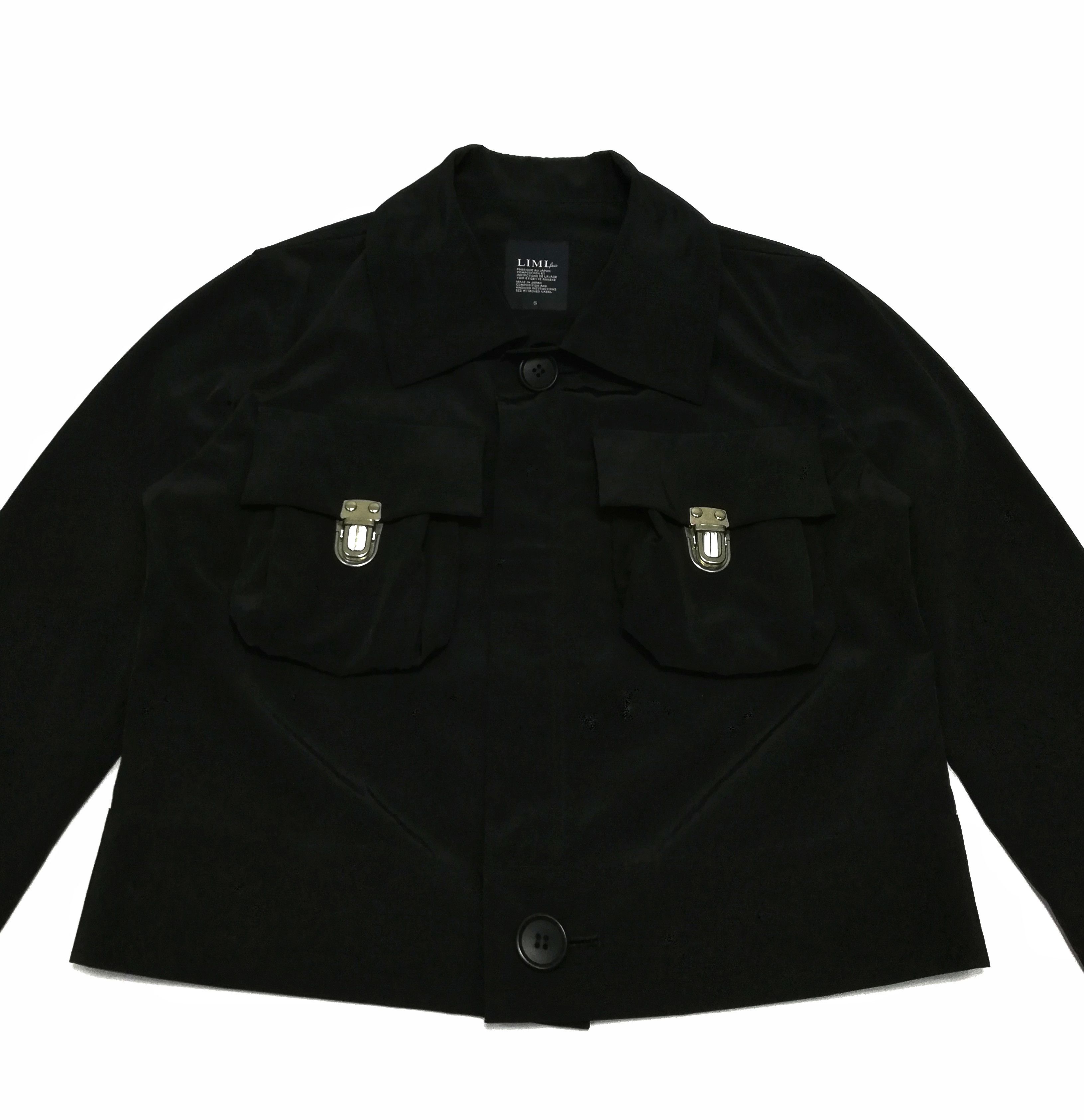 Limi Feu × Yohji Yamamoto 🔥Limi Feu Black Polyester Buckle Cropped Top Jacket Crazy Size US S / EU 44-46 / 1 - 4 Thumbnail