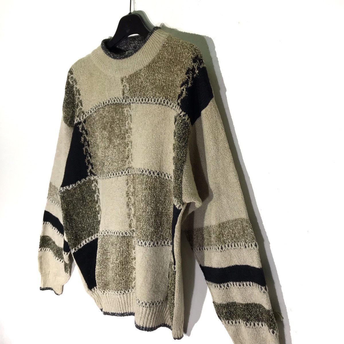 Vintage Made In Italy Vintage Crocodile Check Wool Knit Sweater Size US M / EU 48-50 / 2 - 2 Thumbnail