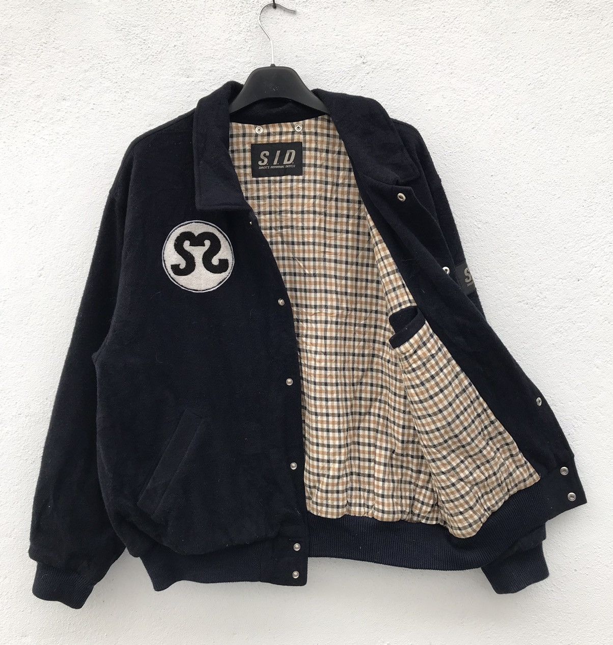 Designer × Japanese Brand Vintage 80s Shade’s Individual Design Big Logo Wool Jackets Size US L / EU 52-54 / 3 - 4 Thumbnail