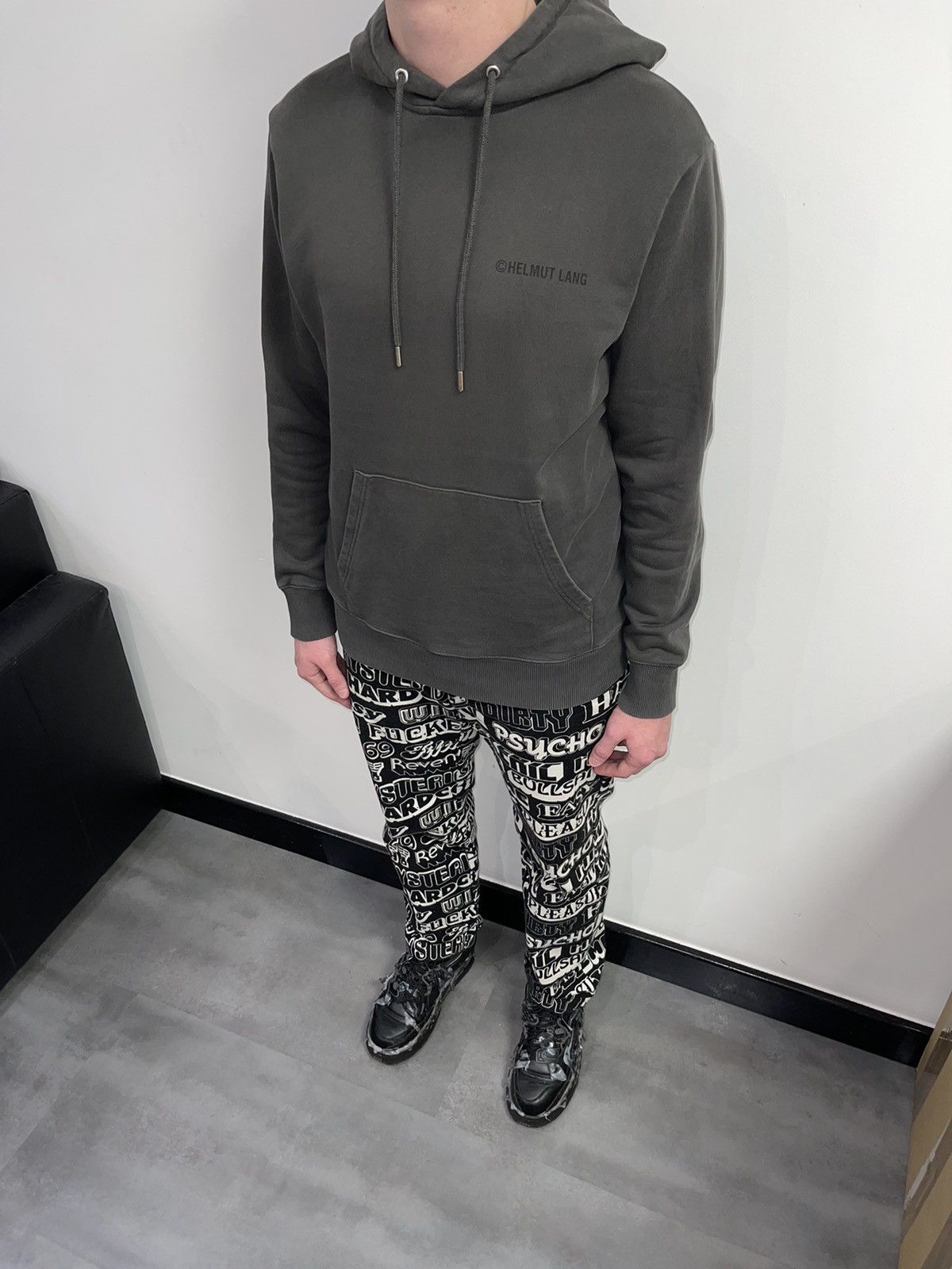 Helmut Lang Limited Edition! Helmut Lang Big Logo Washed Gray Hoodie Size US M / EU 48-50 / 2 - 8 Thumbnail