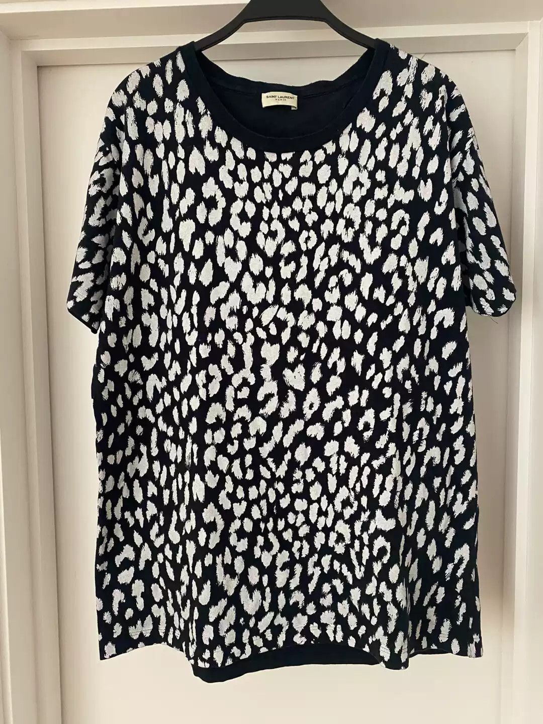 Saint Laurent Paris Leopard Print Tie Dye Effect T shirt