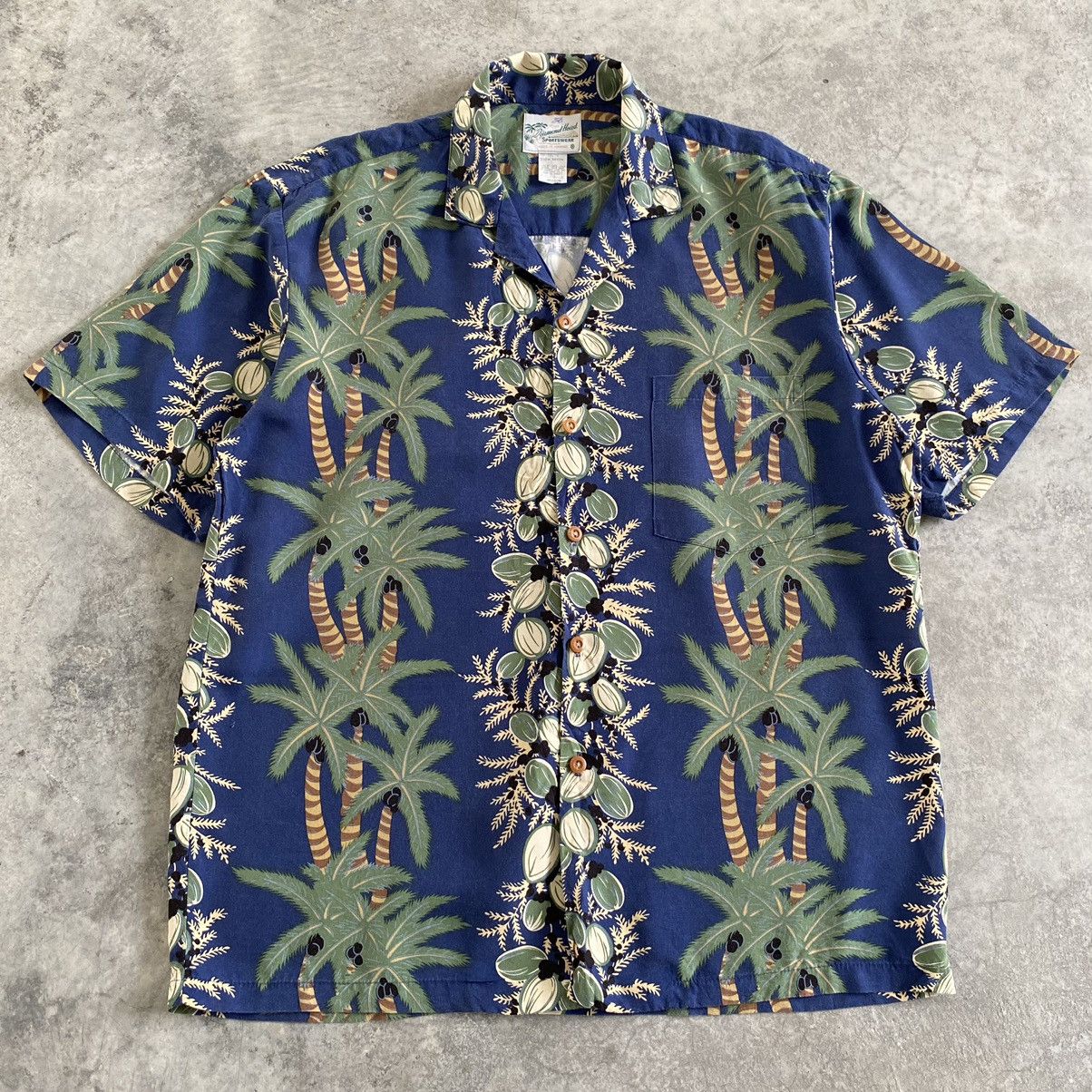 Diamond Head × Vintage VTG Diamond Head Coconut Tree Border Print Rayon Shirt Size US M / EU 48-50 / 2 - 1 Thumbnail