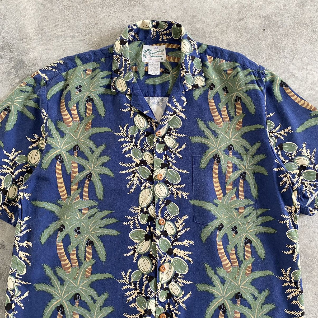 Diamond Head × Vintage VTG Diamond Head Coconut Tree Border Print Rayon Shirt Size US M / EU 48-50 / 2 - 3 Thumbnail