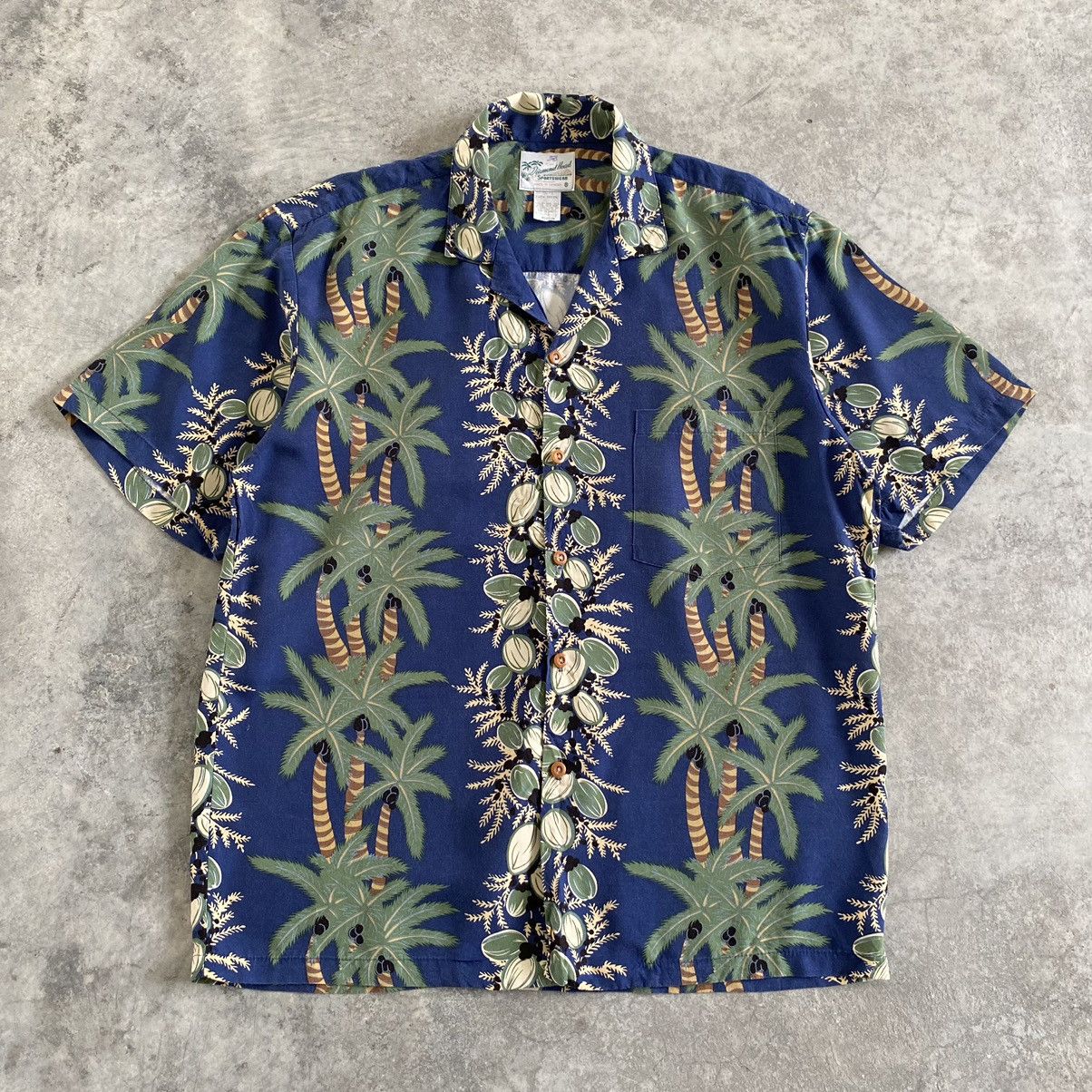 Diamond Head × Vintage VTG Diamond Head Coconut Tree Border Print Rayon Shirt Size US M / EU 48-50 / 2 - 2 Thumbnail