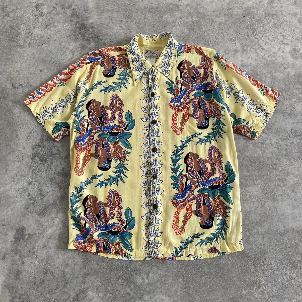 Vintage Vintage Aloha Girl Button Up Hawaiian Shirt Size US S / EU 44-46 / 1 - 1 Thumbnail