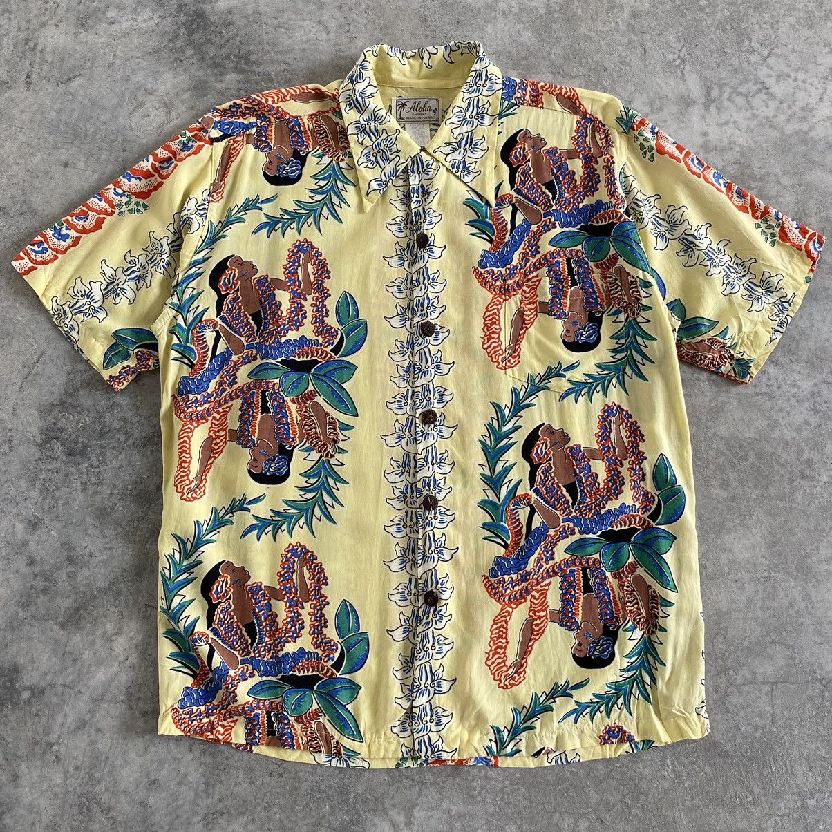 Vintage Vintage Aloha Girl Button Up Hawaiian Shirt Size US S / EU 44-46 / 1 - 3 Thumbnail