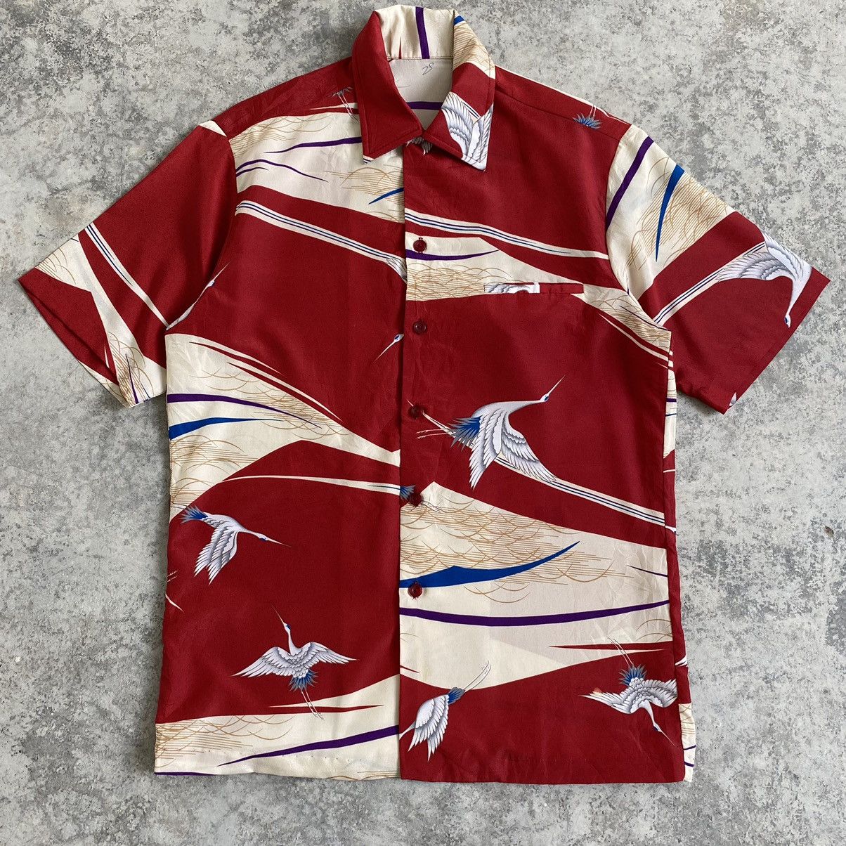 Vintage VTG 70’s Cranes Bird Single Stitch Polyester Shirt Size US S / EU 44-46 / 1 - 4 Thumbnail