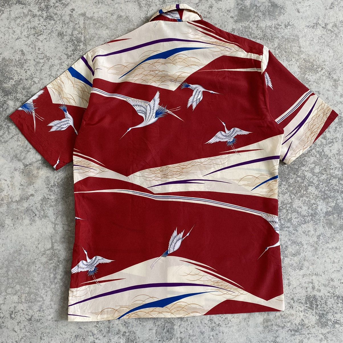 Vintage VTG 70’s Cranes Bird Single Stitch Polyester Shirt Size US S / EU 44-46 / 1 - 14 Thumbnail