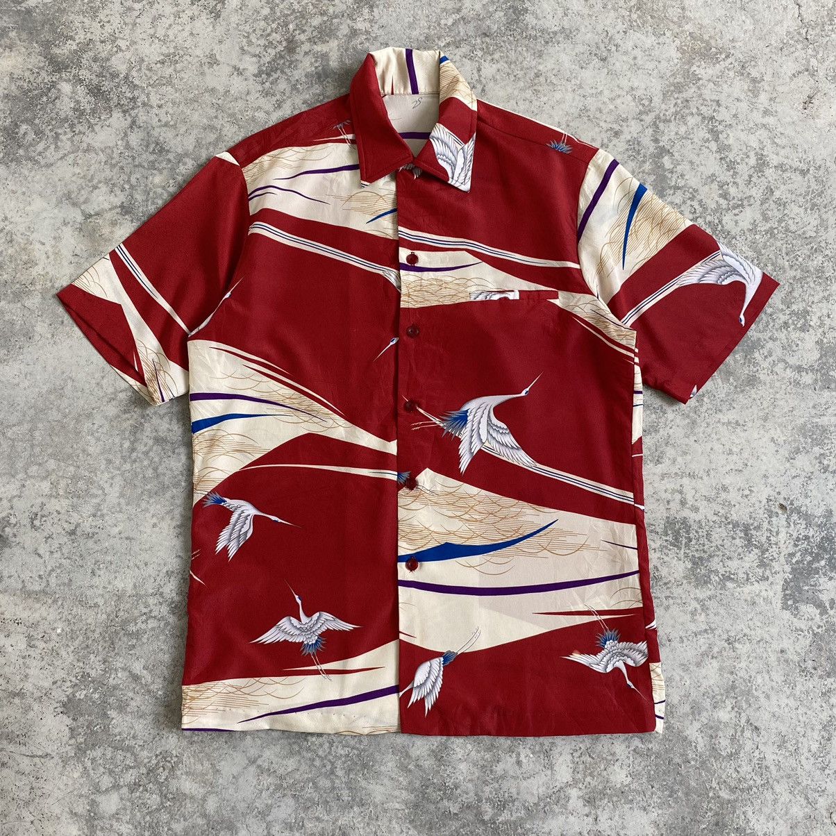Vintage VTG 70’s Cranes Bird Single Stitch Polyester Shirt Size US S / EU 44-46 / 1 - 1 Thumbnail