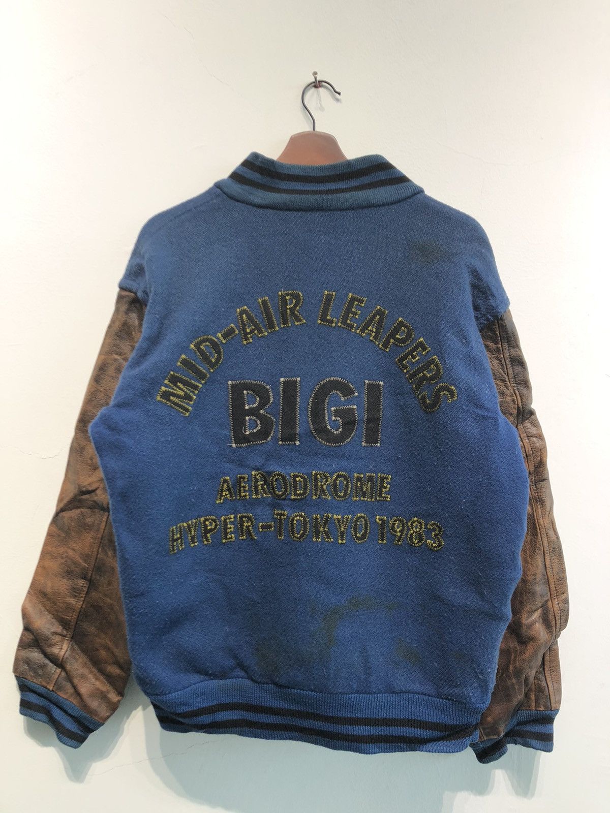 BIGI Bigi Big Logo Wool Leather Varsity Jacket Size US L / EU 52-54 / 3 - 1 Thumbnail