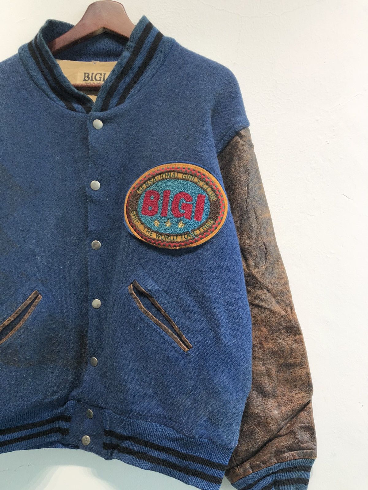 BIGI Bigi Big Logo Wool Leather Varsity Jacket Size US L / EU 52-54 / 3 - 3 Thumbnail