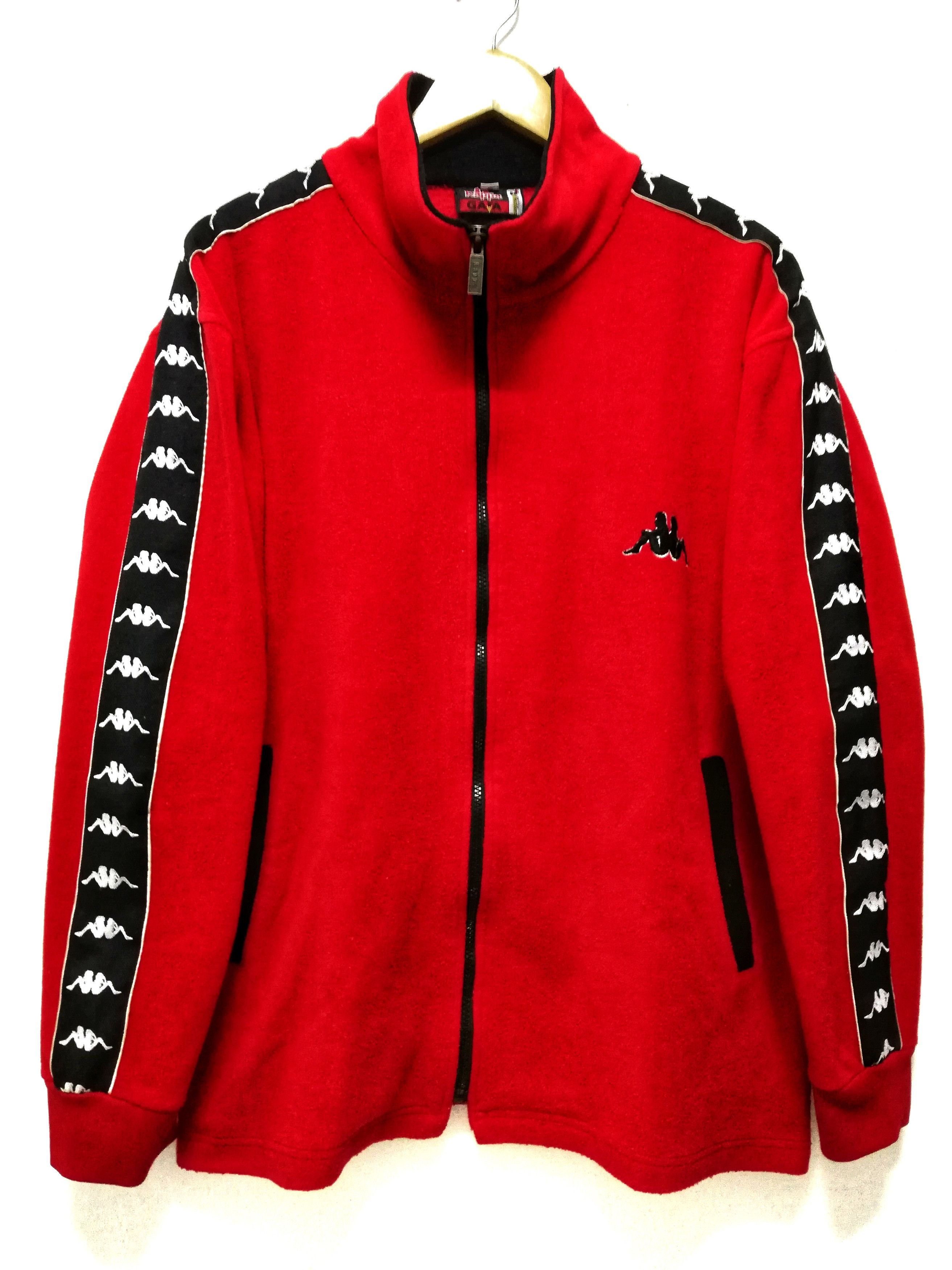 image of Grail Kappa Gara Sport Side Tape Fleece Zipper Jacket in Red, Men's (Size Medium)