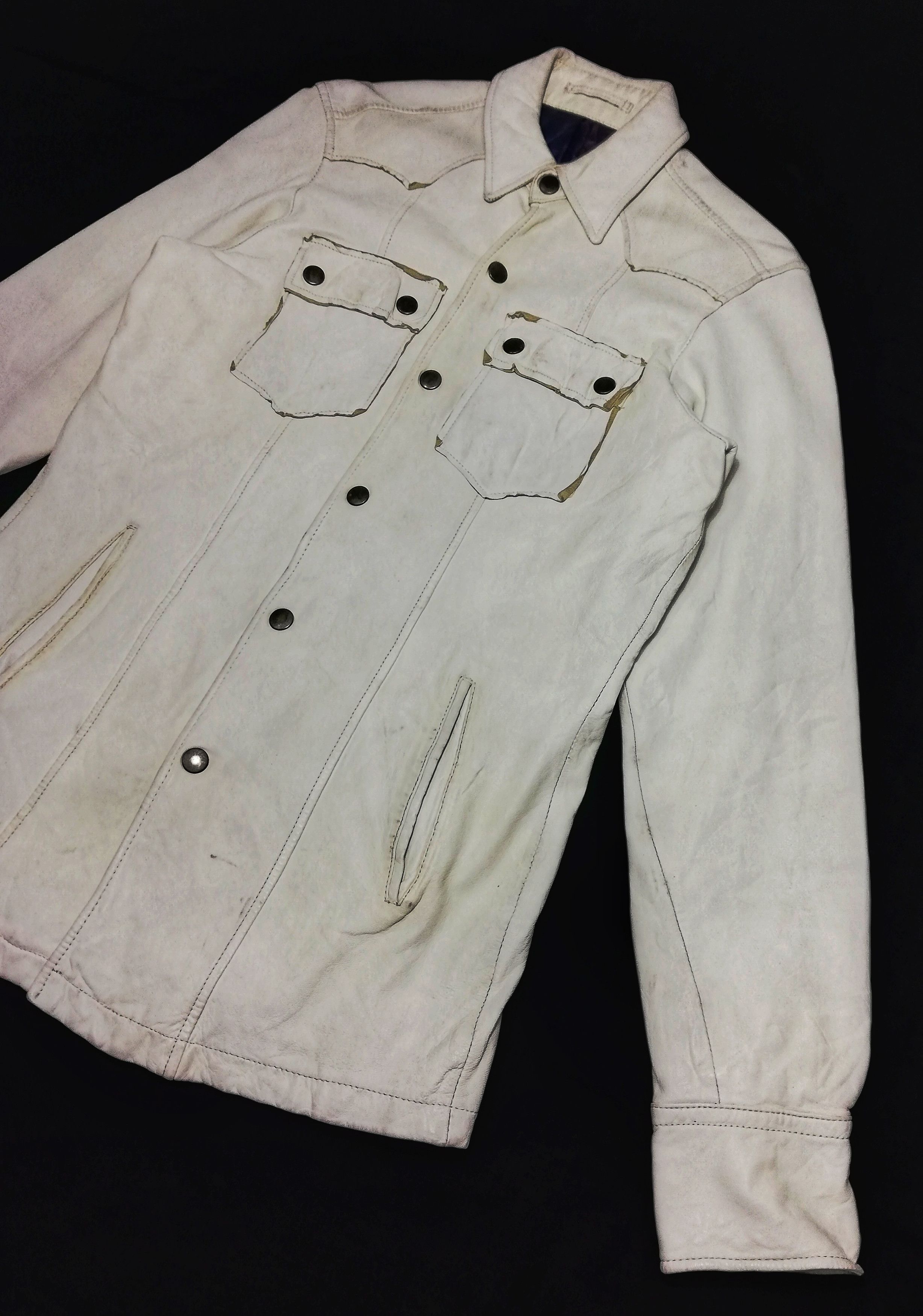 Designer × Japanese Brand 🔥Japanese Abahouse White Down Button Leather Jacket🔥 Size US S / EU 44-46 / 1 - 5 Thumbnail