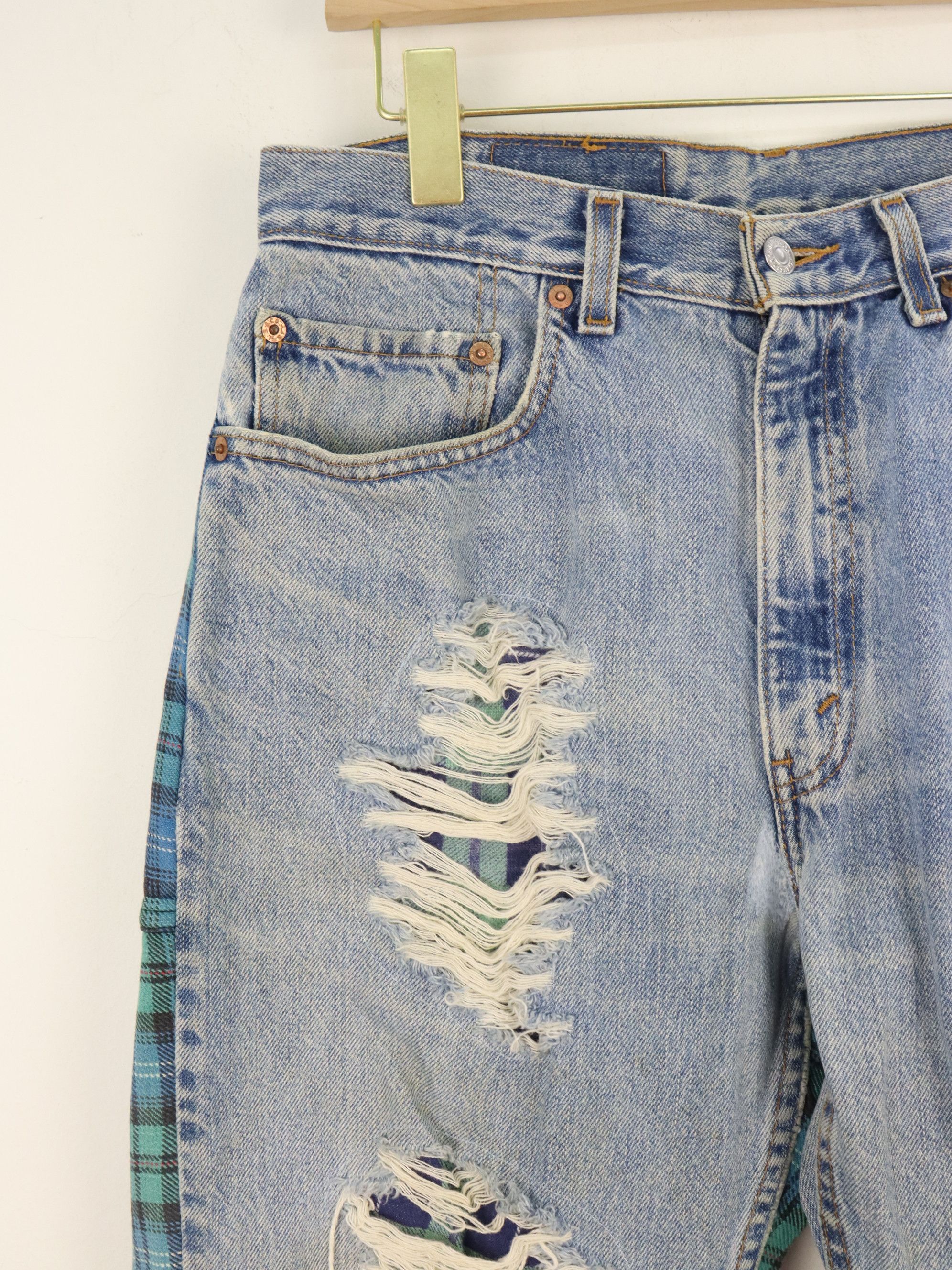 Levi's Made & Crafted RARE 505 LEVIʻS HYBRID DISTRESS Reconstructed Rebuild Denim Size US 31 - 4 Thumbnail