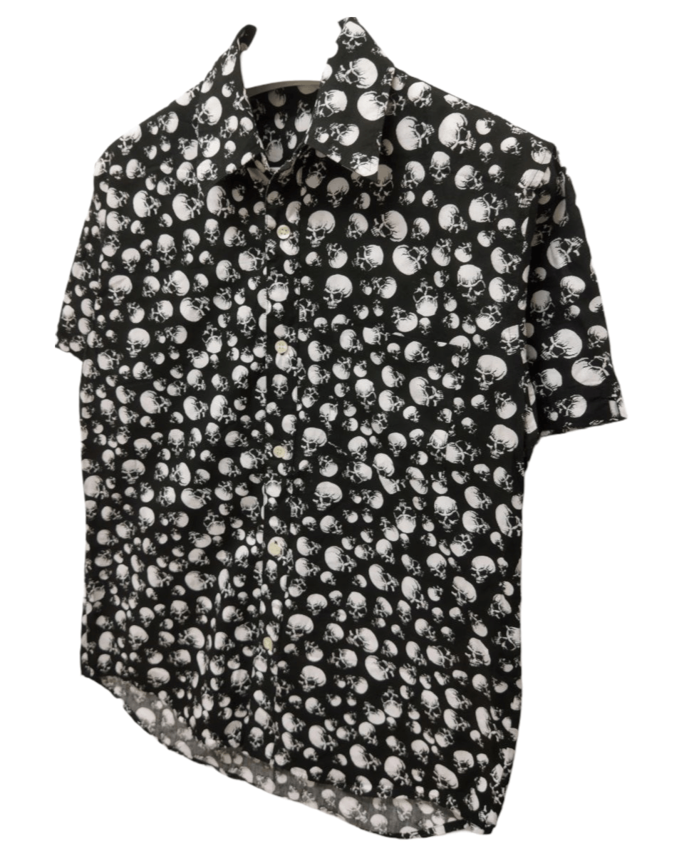 Japanese Brand Japanese Yama50 Skull Overprint Shirt - Size 2 Size US M / EU 48-50 / 2 - 2 Thumbnail
