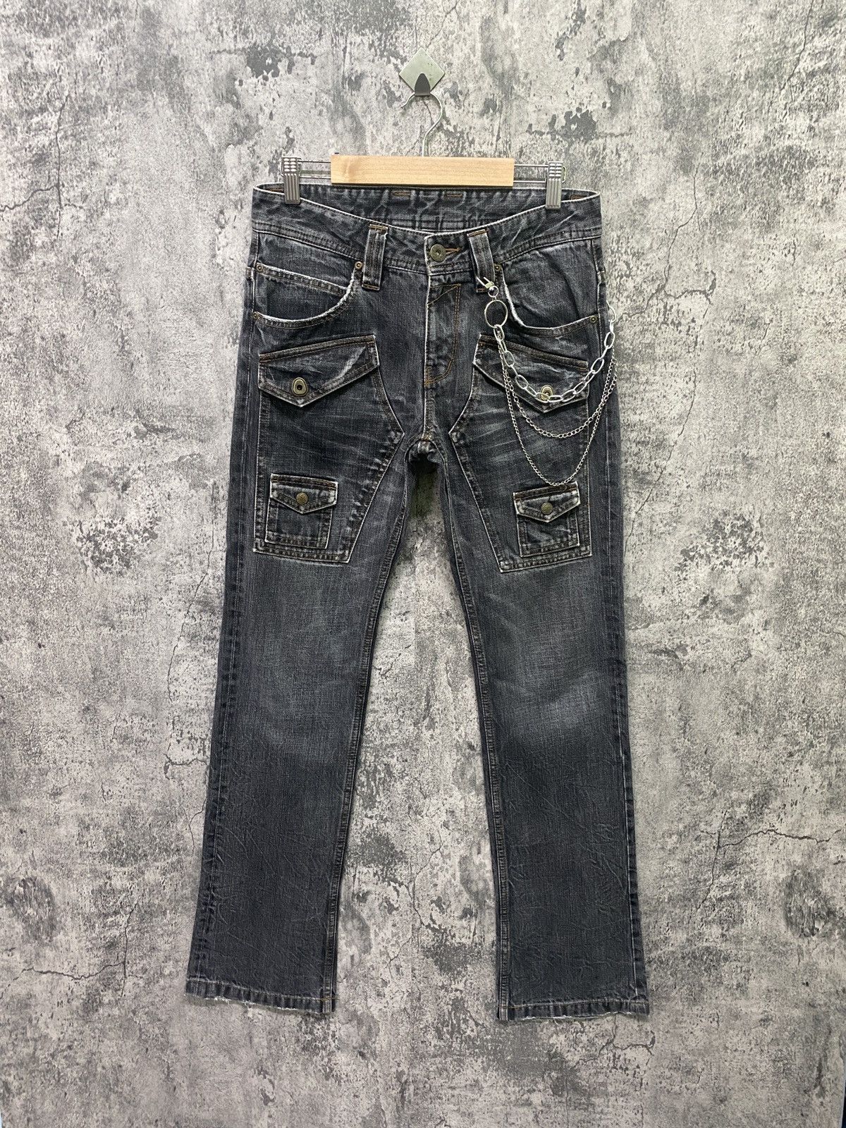 Designer × Japanese Brand RATTLE TRAP Multipocket Double Tight Flare Low Rise Denim Size US 30 / EU 46 - 1 Thumbnail