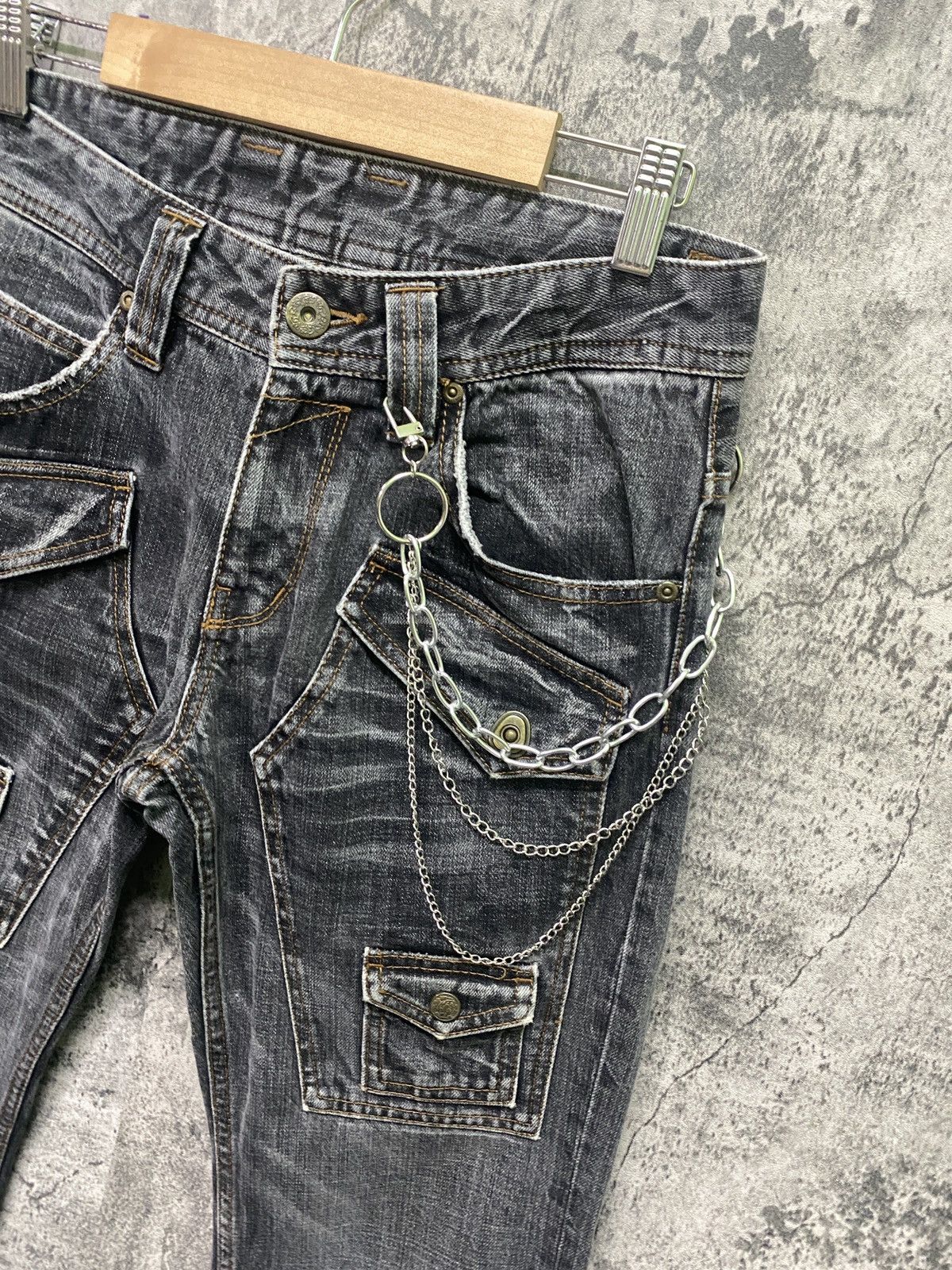 Designer × Japanese Brand RATTLE TRAP Multipocket Double Tight Flare Low Rise Denim Size US 30 / EU 46 - 5 Thumbnail
