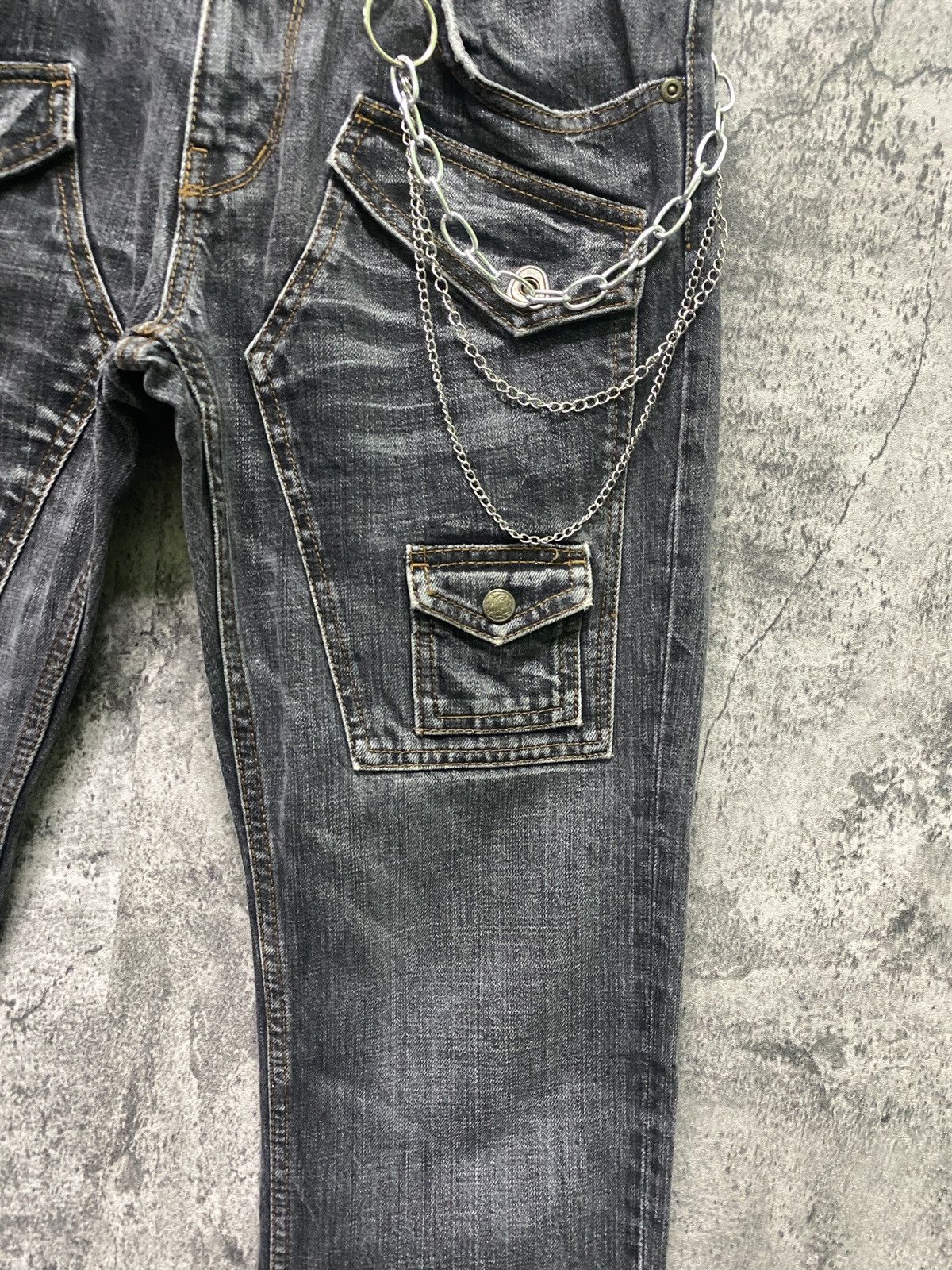 Designer × Japanese Brand RATTLE TRAP Multipocket Double Tight Flare Low Rise Denim Size US 30 / EU 46 - 8 Thumbnail