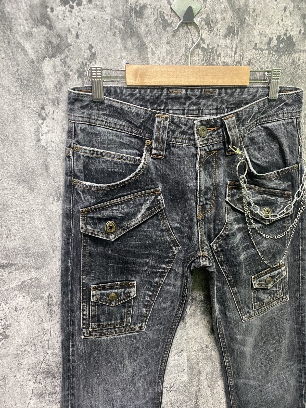 Designer × Japanese Brand RATTLE TRAP Multipocket Double Tight Flare Low Rise Denim Size US 30 / EU 46 - 4 Thumbnail