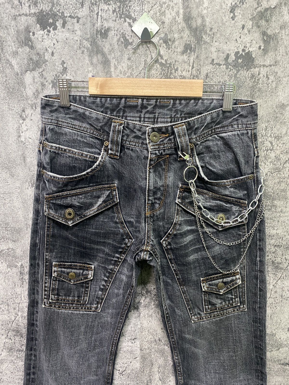 Designer × Japanese Brand RATTLE TRAP Multipocket Double Tight Flare Low Rise Denim Size US 30 / EU 46 - 3 Thumbnail