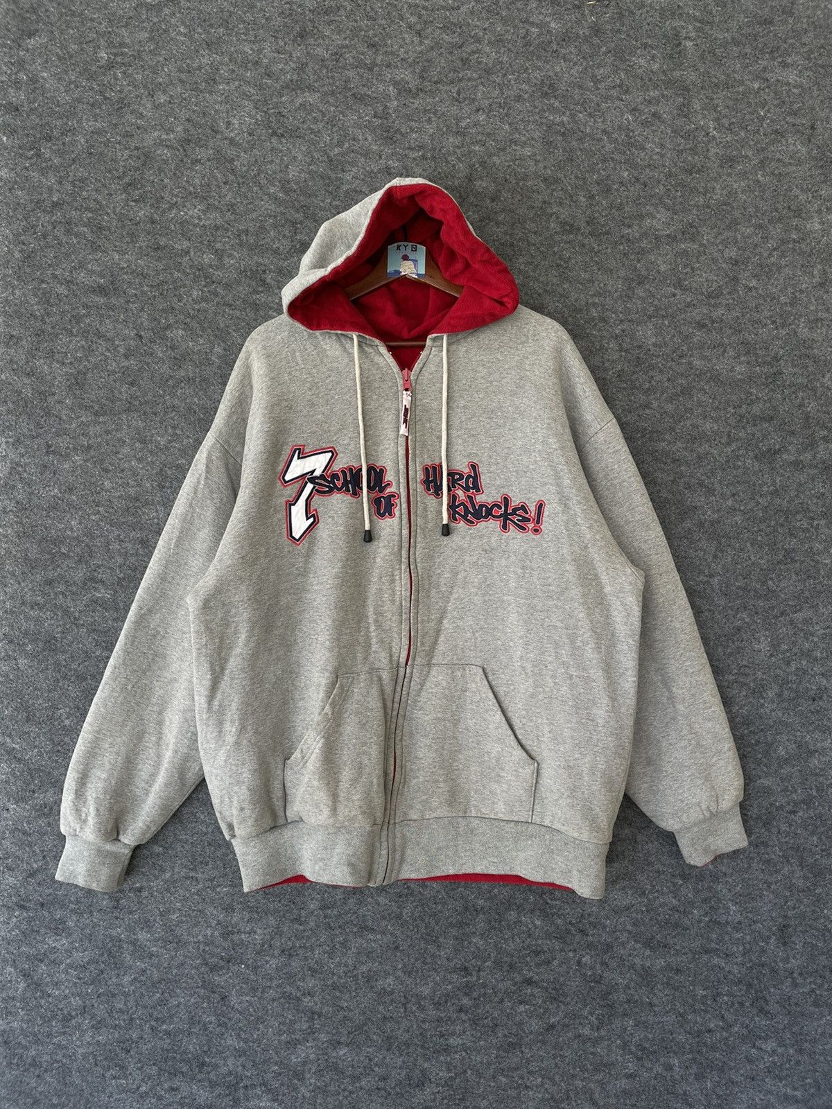 Vintage Y2K SCHOOL OF HARD KNOCKS REVERSIBLE HOODIE Size US XXL / EU 58 / 5 - 2 Thumbnail