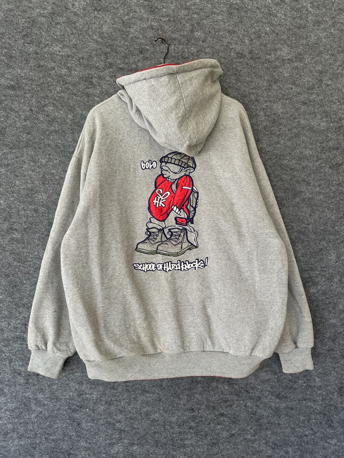 Vintage Y2K SCHOOL OF HARD KNOCKS REVERSIBLE HOODIE Size US XXL / EU 58 / 5 - 4 Thumbnail