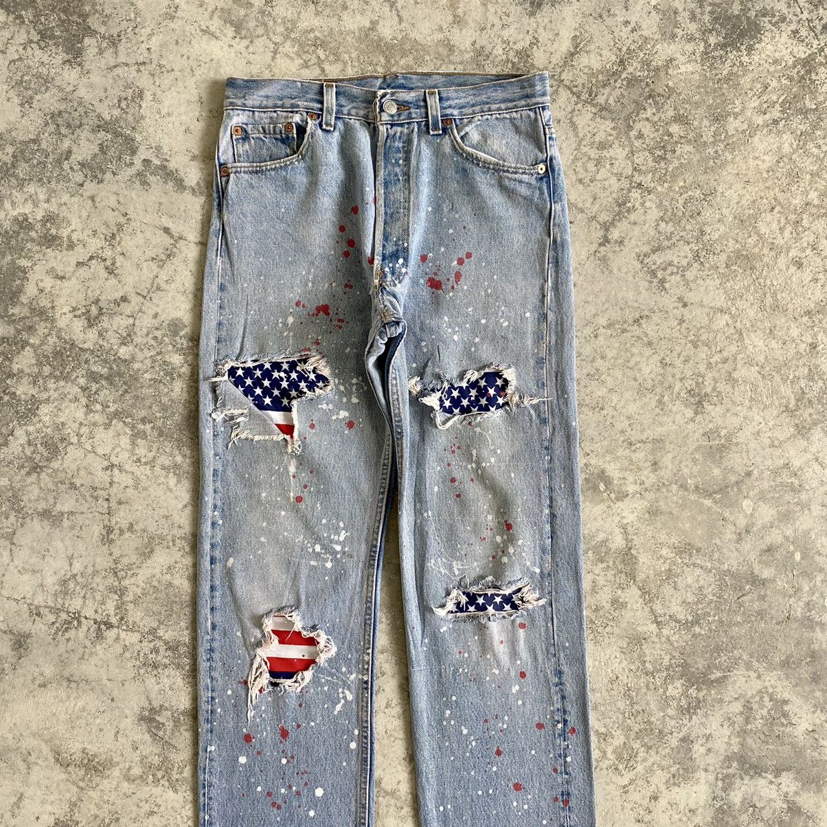 Levi's Vintage 90's Levi's 501 x 88 Tees Splatter Ripped Jeans Size US 30 / EU 46 - 3 Thumbnail