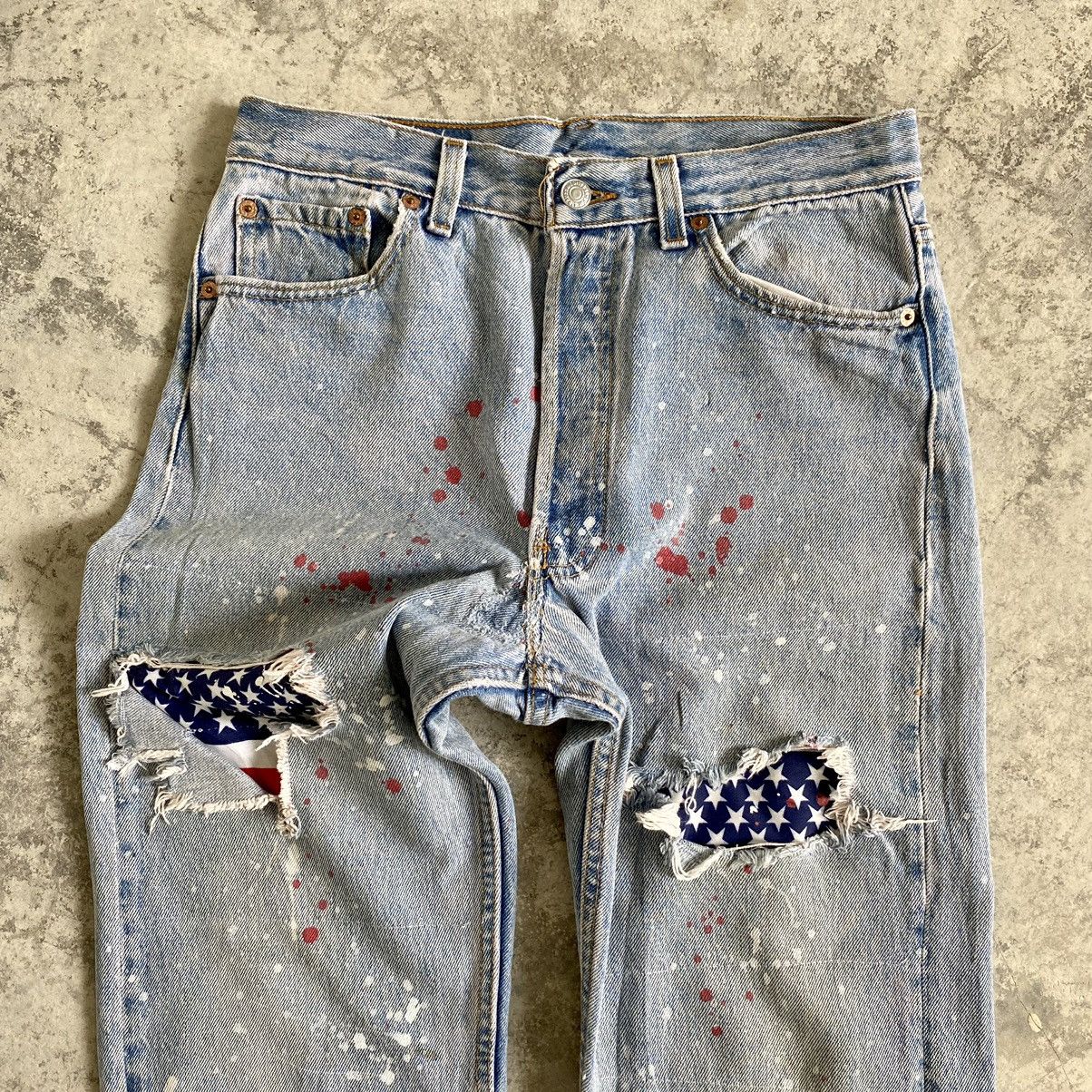Levi's Vintage 90's Levi's 501 x 88 Tees Splatter Ripped Jeans Size US 30 / EU 46 - 8 Thumbnail