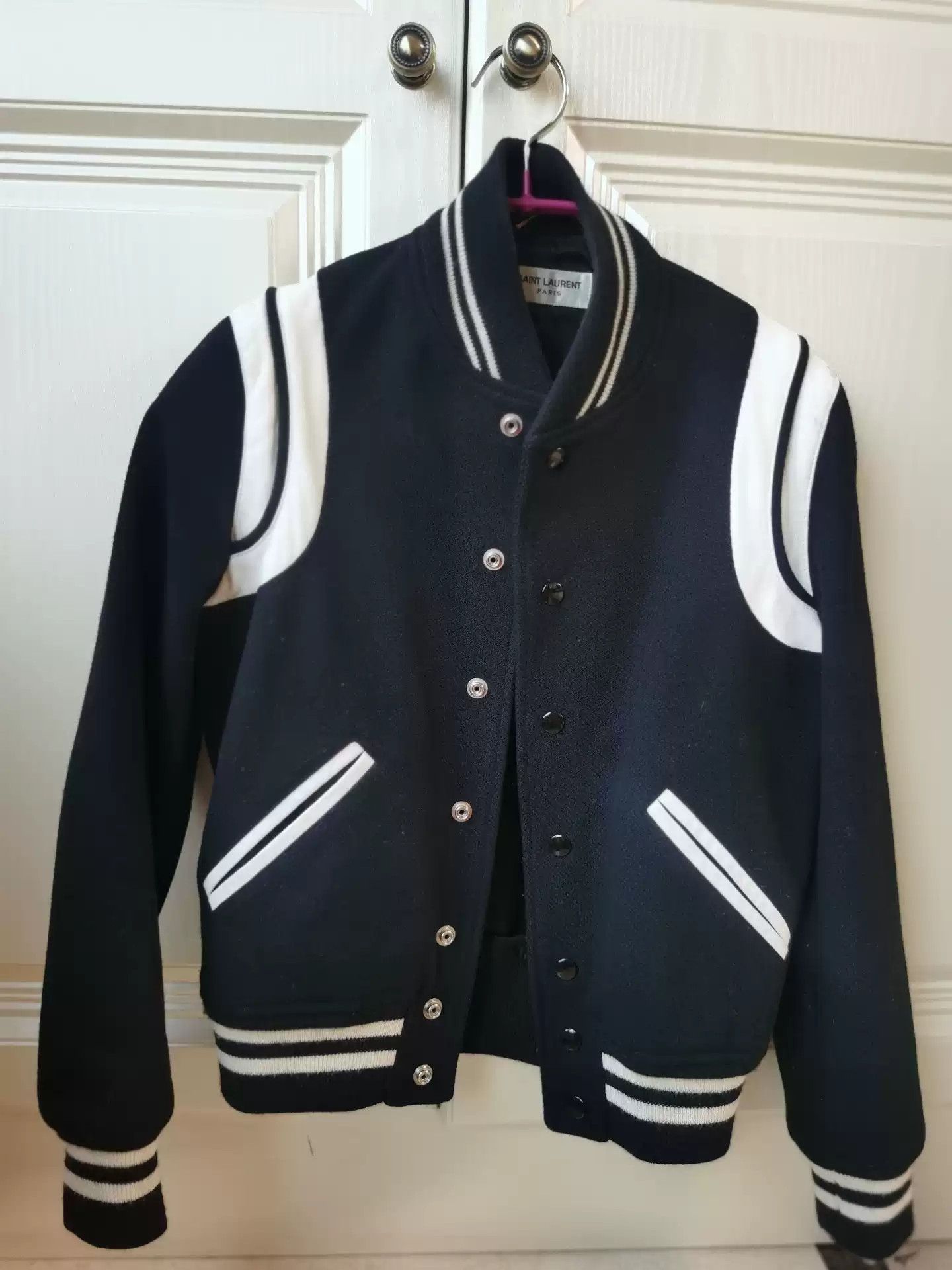 Saint Laurent Black and white baseball jersey