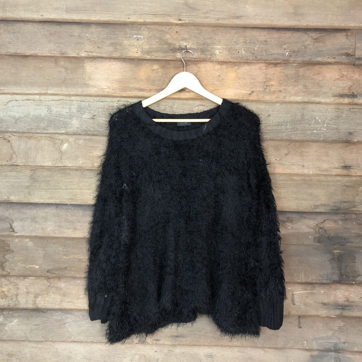 image of Homespun Knitwear x Lowrys Farm Apart By Lowry Japan Shag Shaggy Mohair Fur Knitwear C1052 in Black