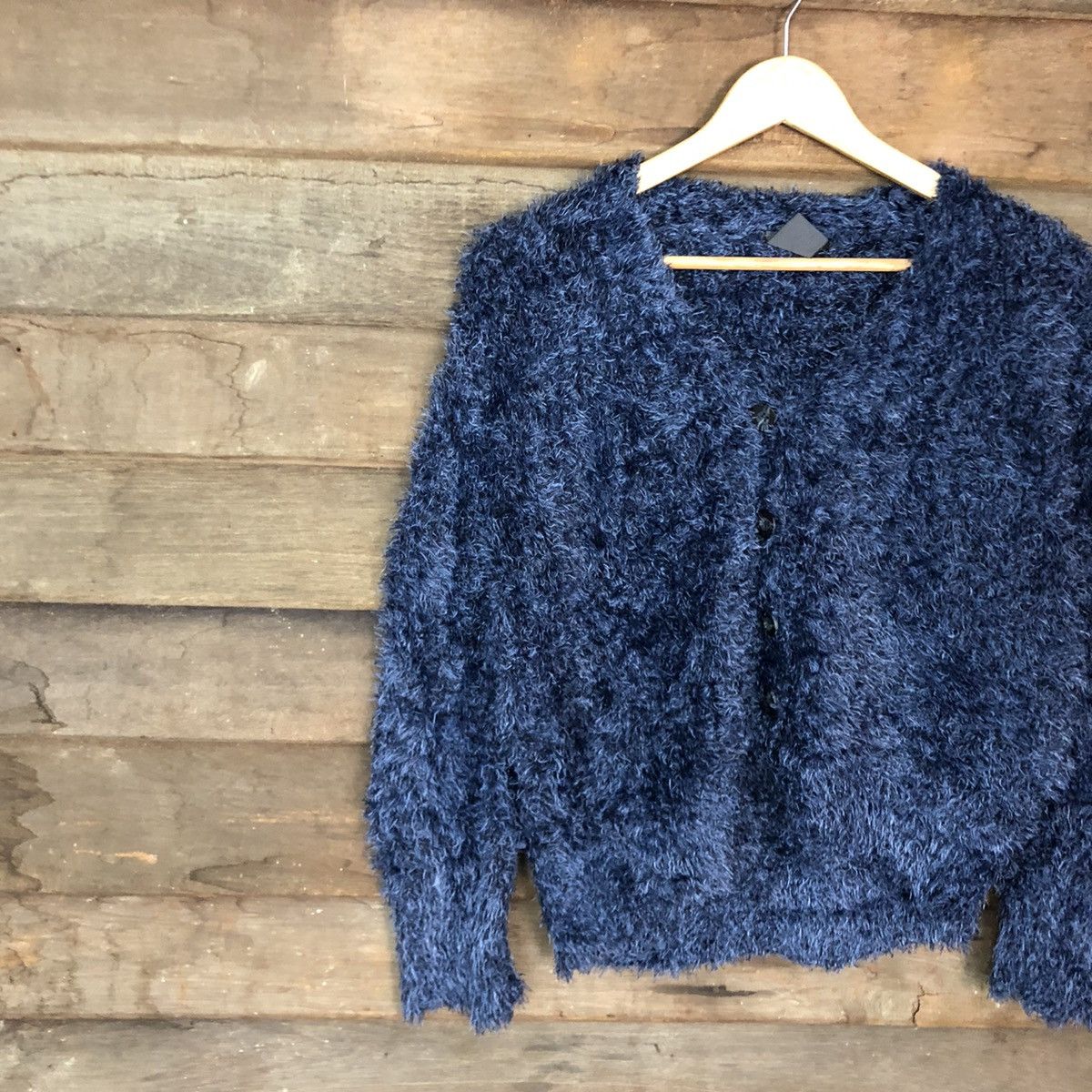 Homespun Knitwear DLL DIRZ Dark Blue Mohair fur Shag Shaggy Knitwear #c1057 Size M / US 6-8 / IT 42-44 - 7 Thumbnail