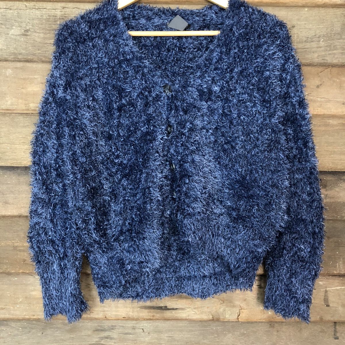 Homespun Knitwear DLL DIRZ Dark Blue Mohair fur Shag Shaggy Knitwear #c1057 Size M / US 6-8 / IT 42-44 - 8 Thumbnail