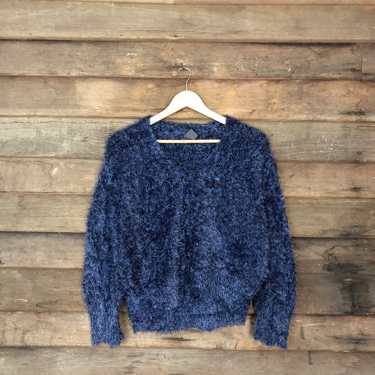 Homespun Knitwear DLL DIRZ Dark Blue Mohair fur Shag Shaggy Knitwear #c1057 Size M / US 6-8 / IT 42-44 - 1 Thumbnail