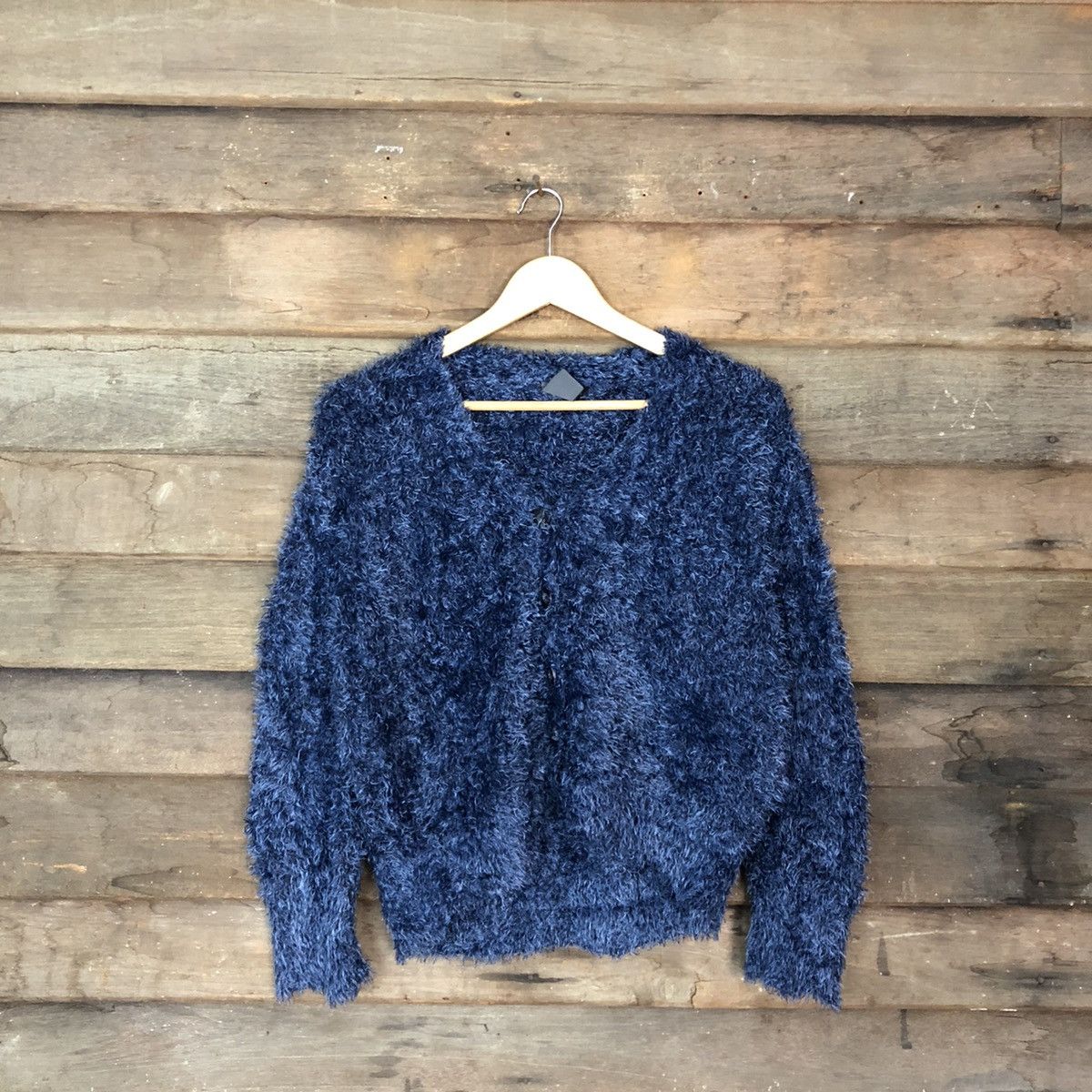 Homespun Knitwear DLL DIRZ Dark Blue Mohair fur Shag Shaggy Knitwear #c1057 Size M / US 6-8 / IT 42-44 - 3 Thumbnail