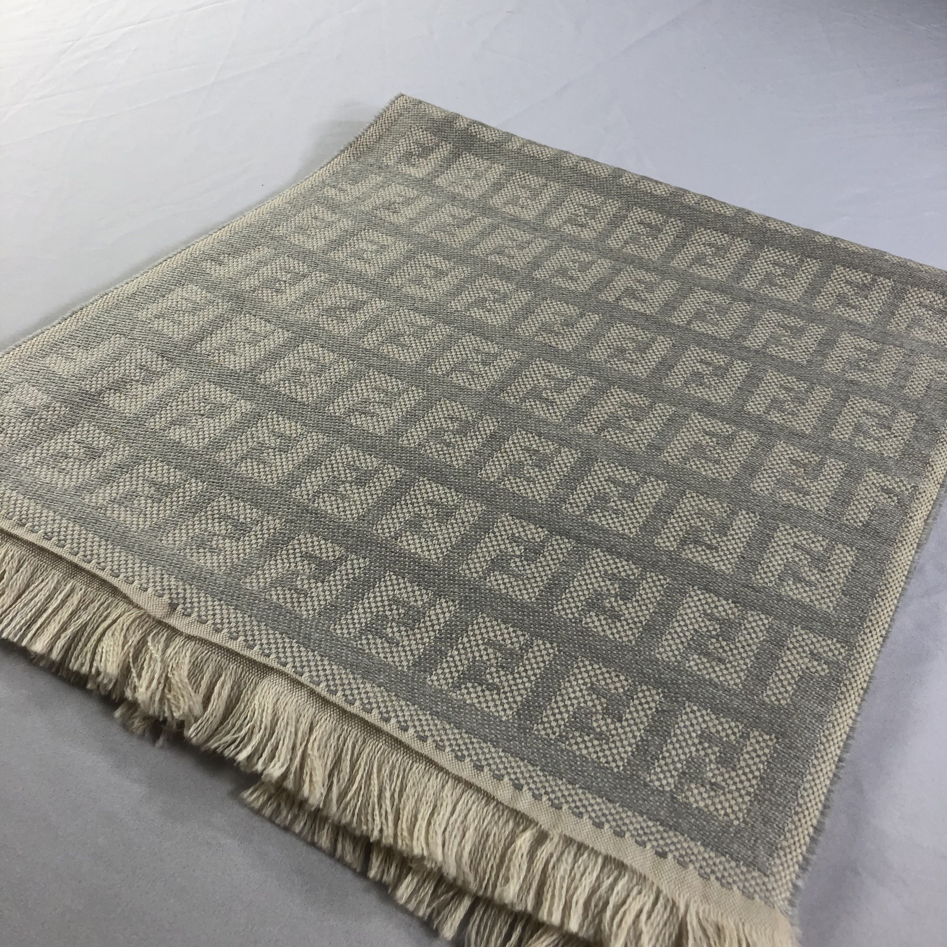 Fendi FENDI Monogram FF Wool Scarf Muffler V1647 Size ONE SIZE - 2 Thumbnail