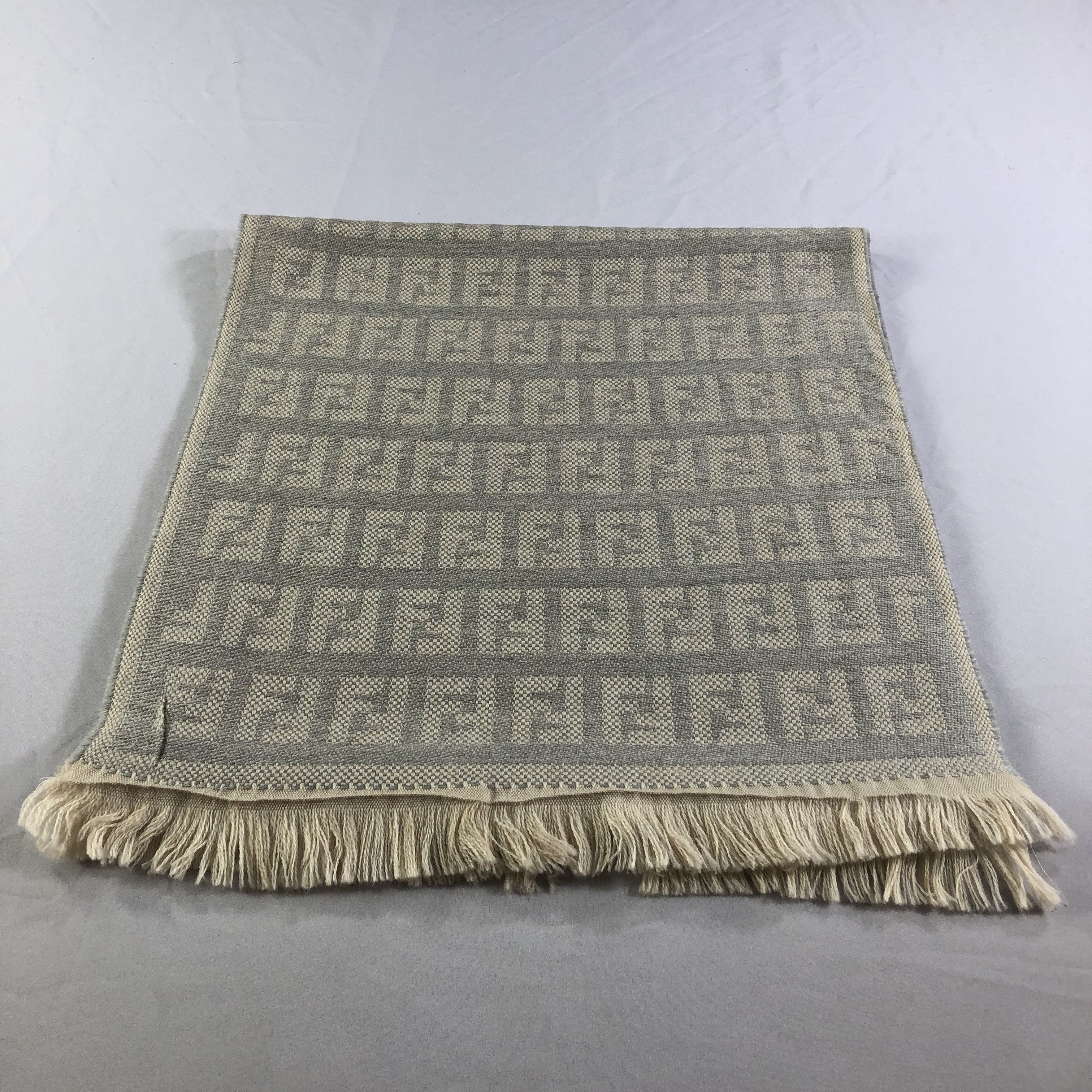 Fendi FENDI Monogram FF Wool Scarf Muffler V1647 Size ONE SIZE - 3 Thumbnail