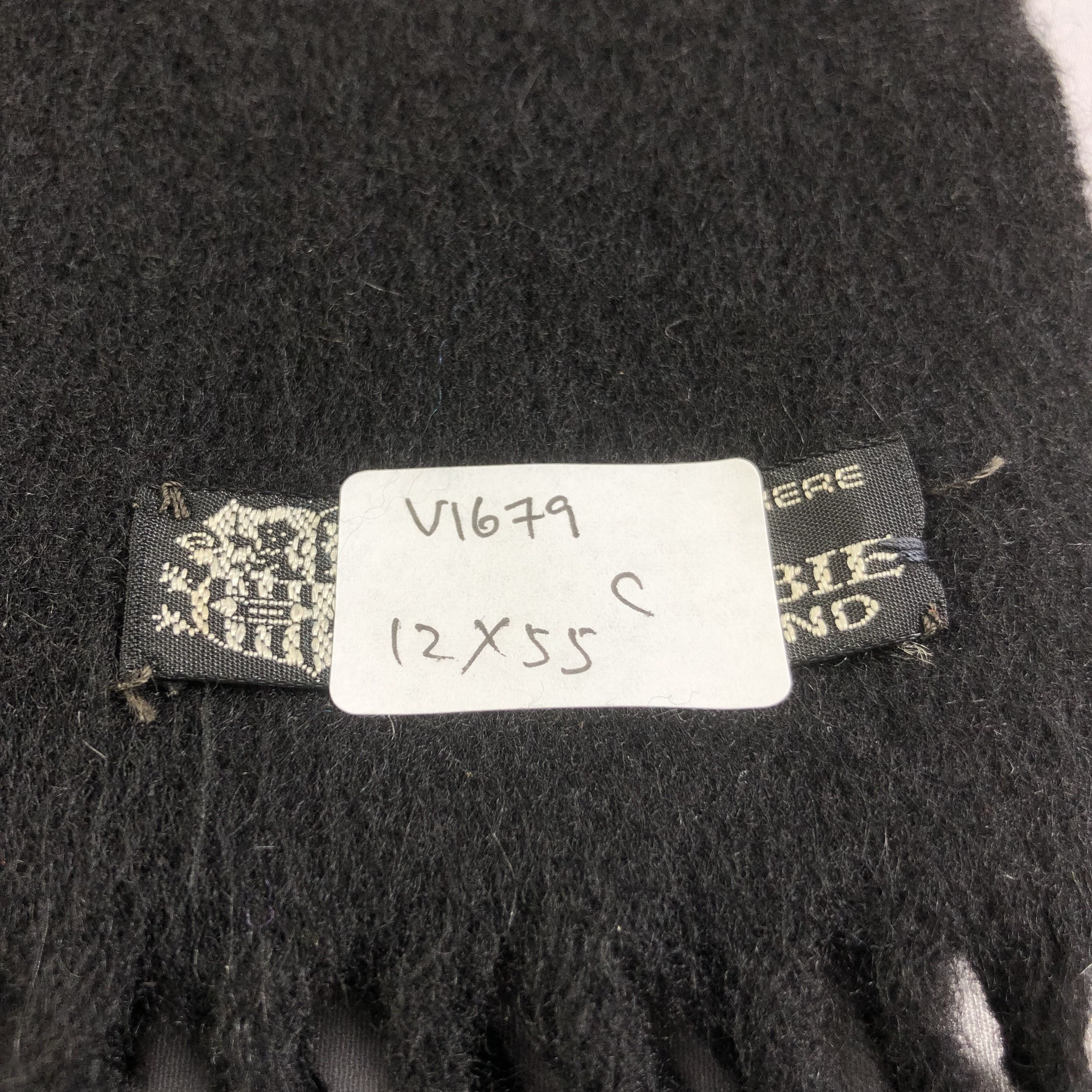 Crombie Crombie Plain Black Cashmere Scarf Muffler V1679 Size ONE SIZE - 5 Thumbnail