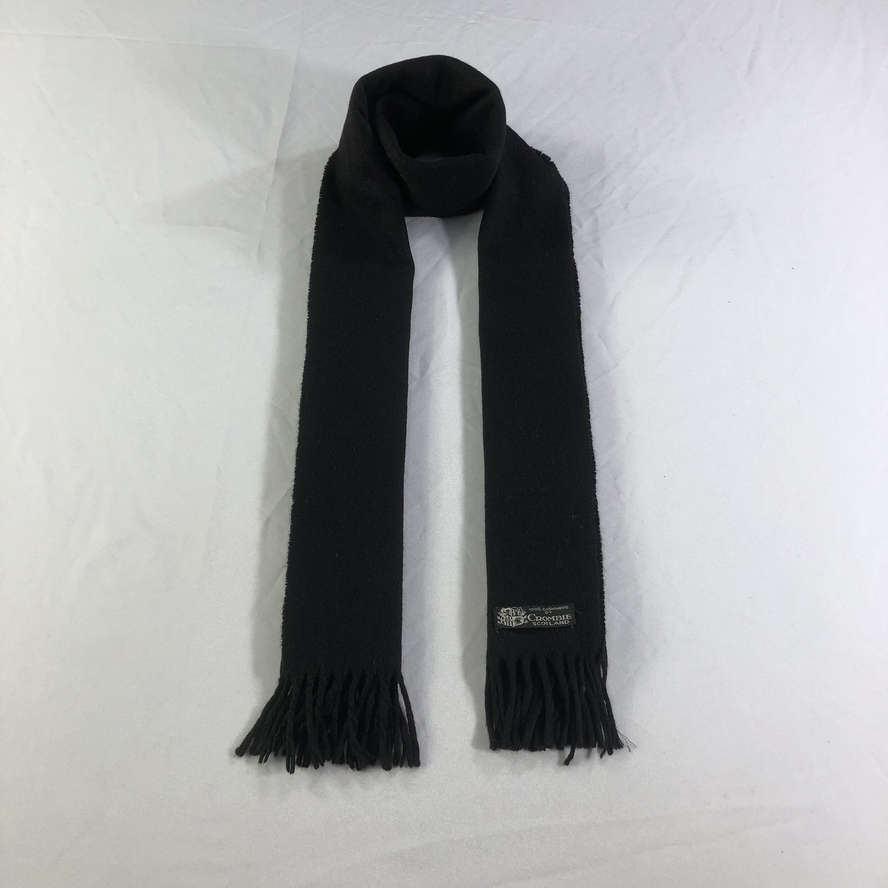 Crombie Crombie Plain Black Cashmere Scarf Muffler V1679 Size ONE SIZE - 1 Thumbnail