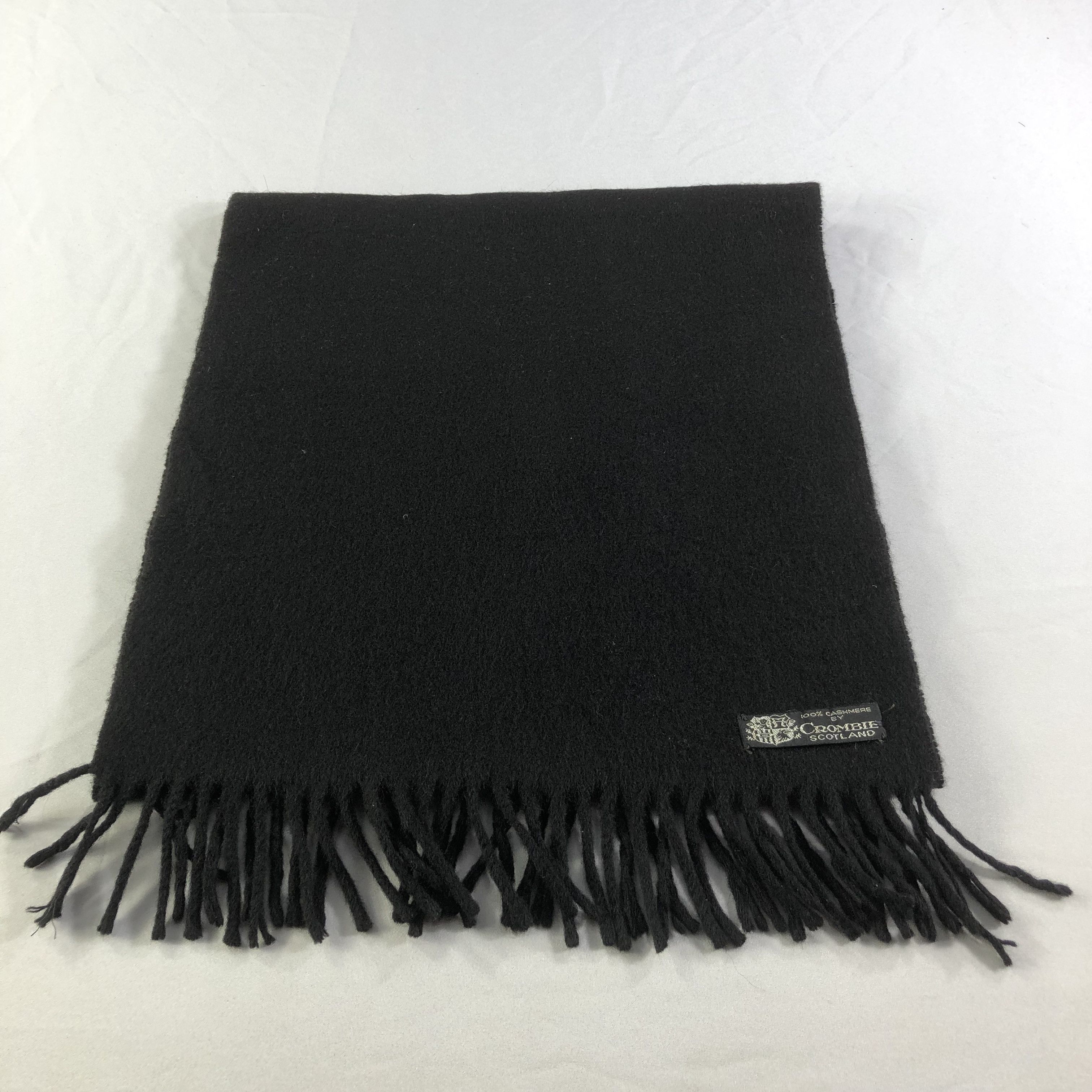 Crombie Crombie Plain Black Cashmere Scarf Muffler V1679 Size ONE SIZE - 2 Thumbnail