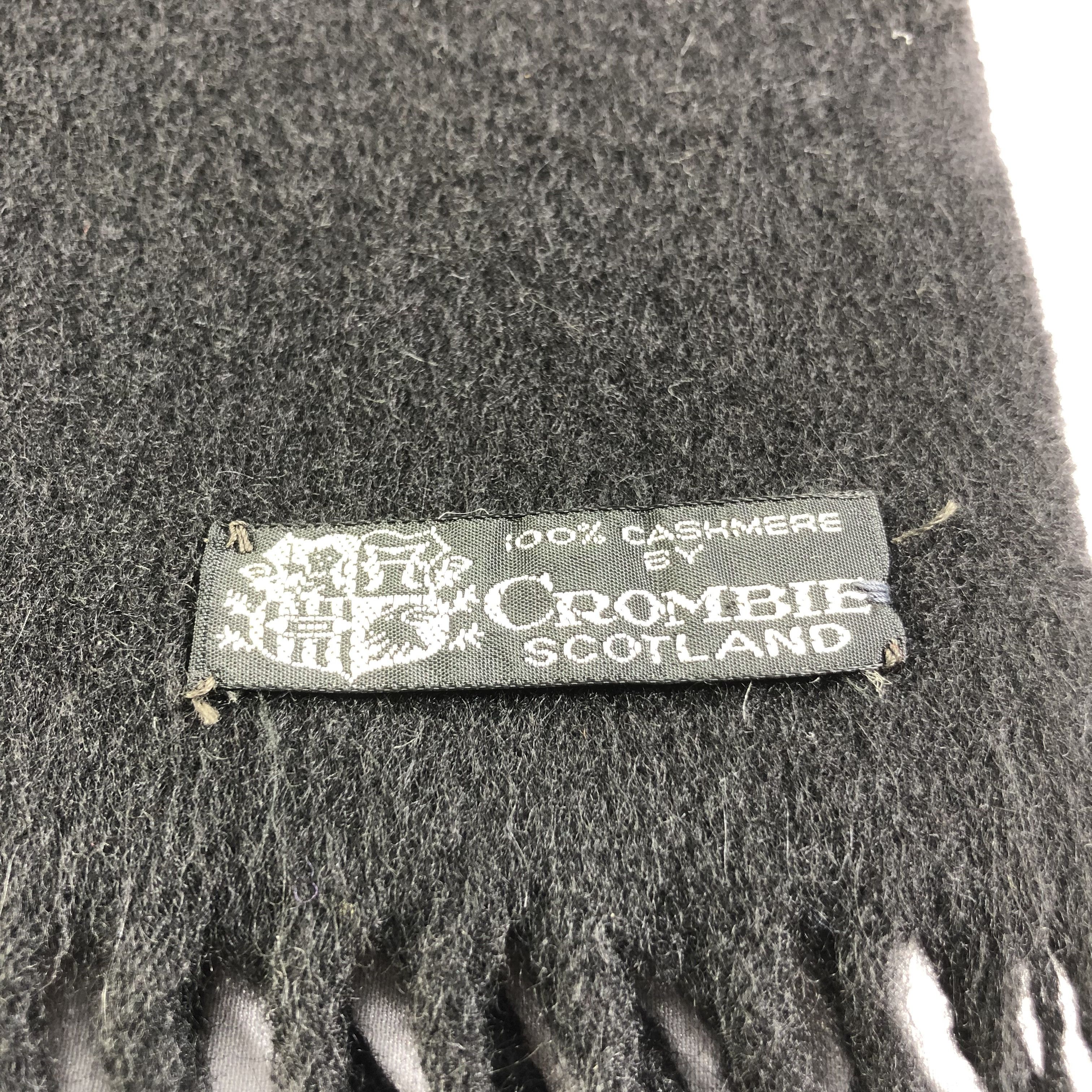 Crombie Crombie Plain Black Cashmere Scarf Muffler V1679 Size ONE SIZE - 4 Thumbnail