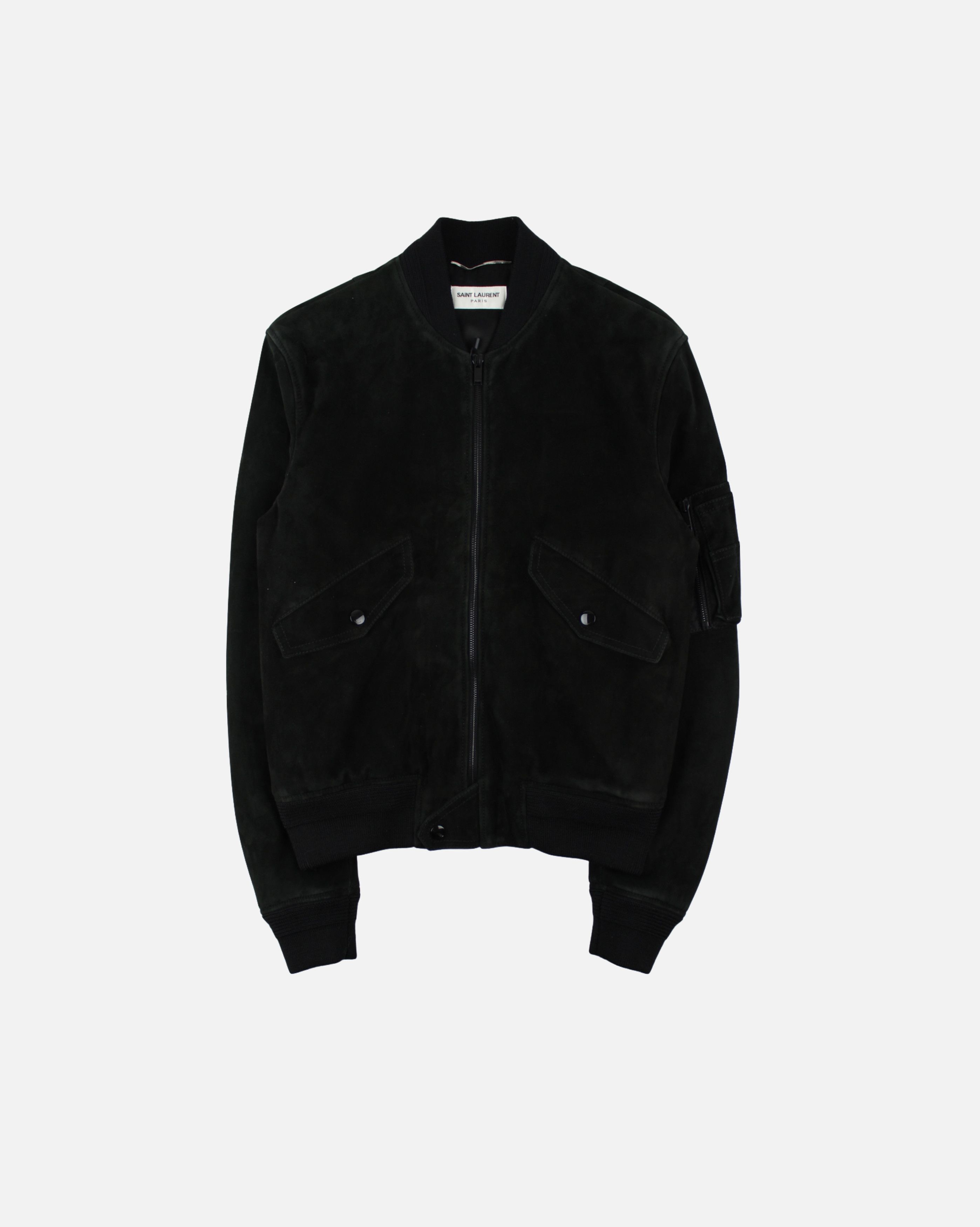 image of Saint Laurent Paris Saint Laurent Ss18 Black Suede Bomber Jacket, Men's (Size Small)