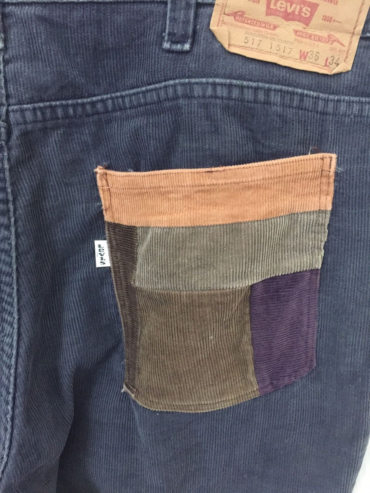 Art Comes First Vintage 80s Levis Corduroy Patchwork Flare top button 54 Size US 36 / EU 52 - 4 Thumbnail